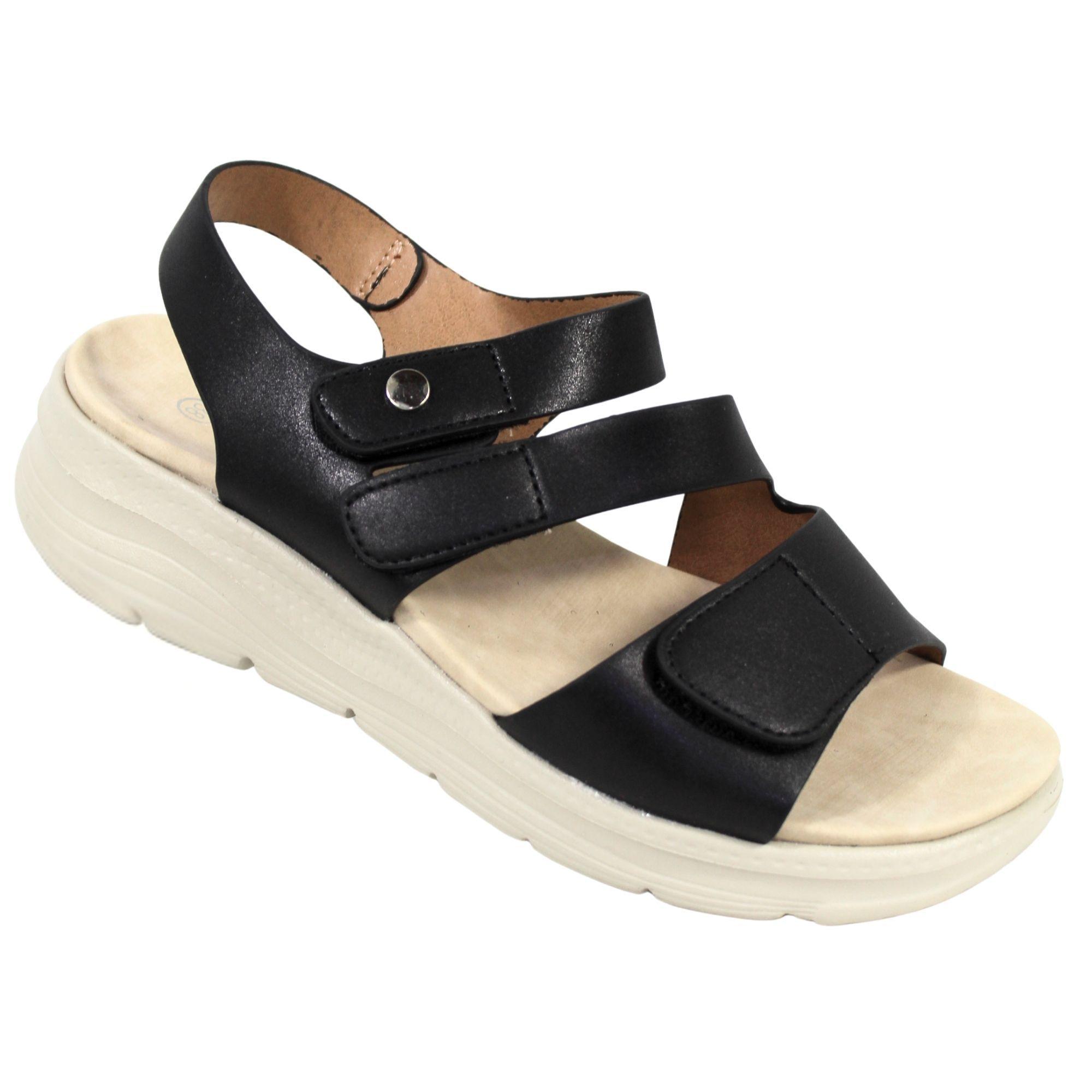 Sandalias de Mujer con Plataforma Ligera PG5243 Negro-3