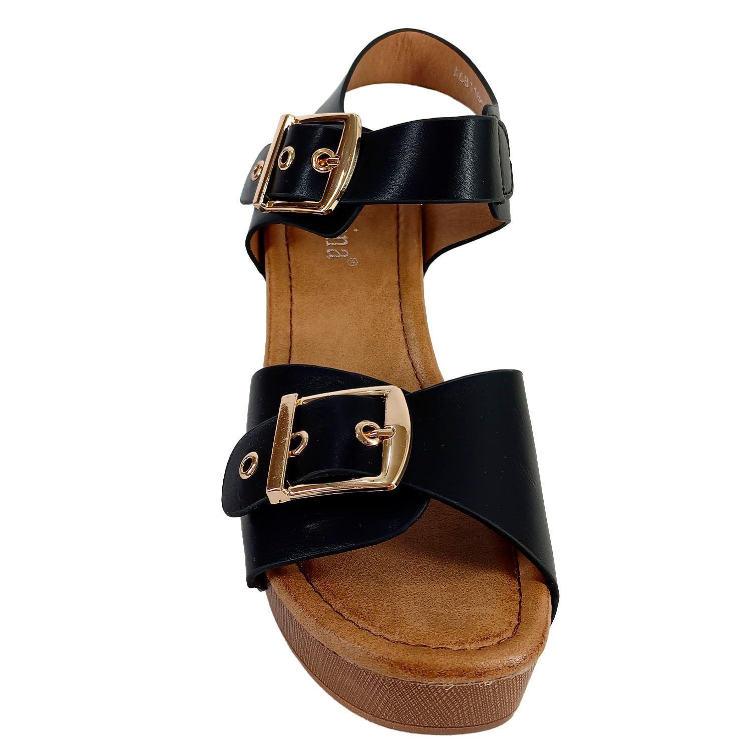 Sandalias de Mujer Taco Cuadrado Negro-3