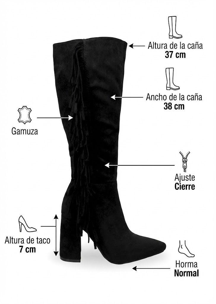 Botas de Gamuza Negra con Flecos PG5318-6