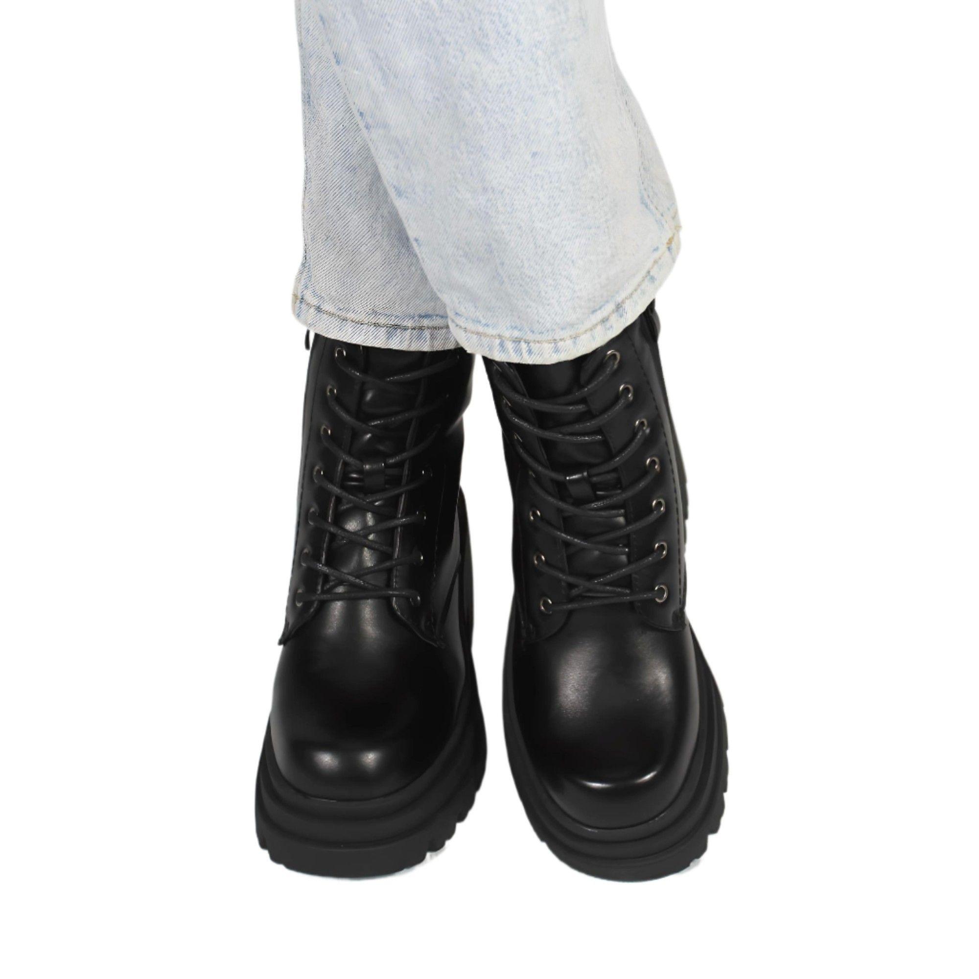 Botin Mujer Plataforma 93 Yassne Negro-2
