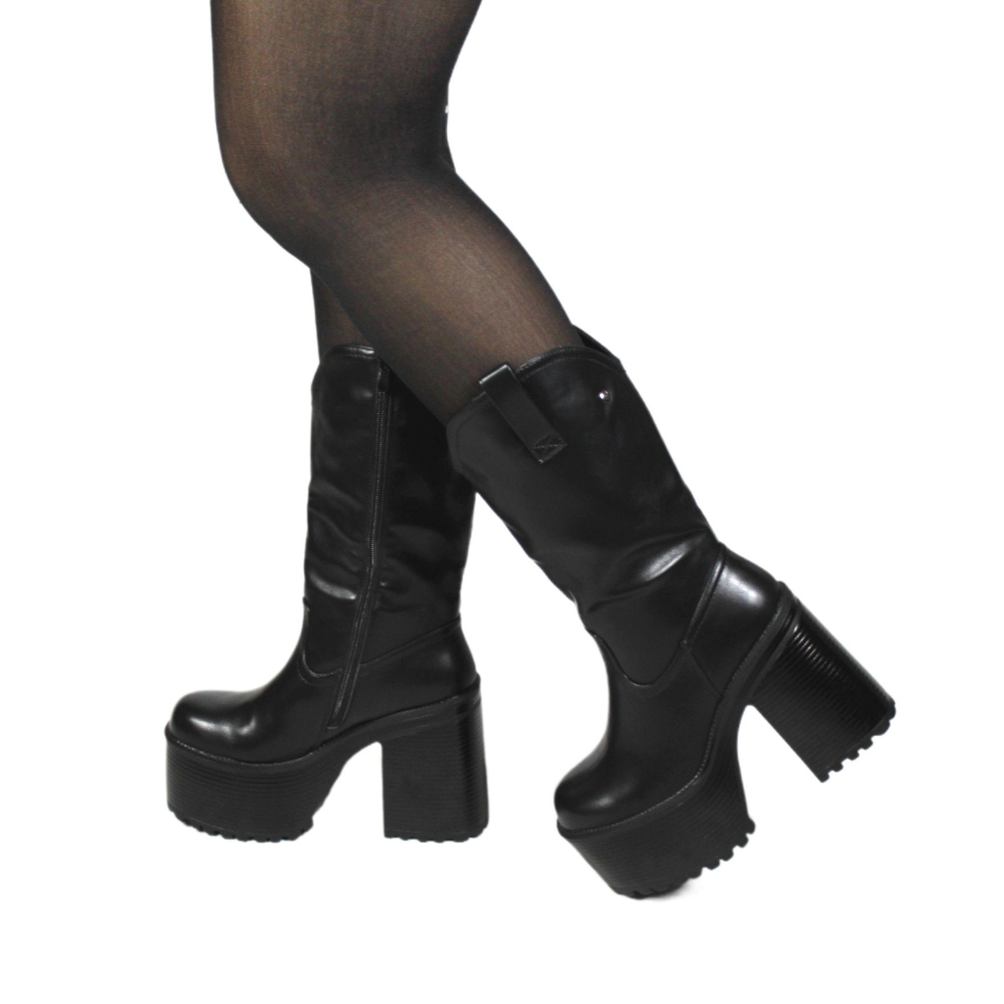 Bota Plataforma Ecocuero 95 Yassne Negro-2