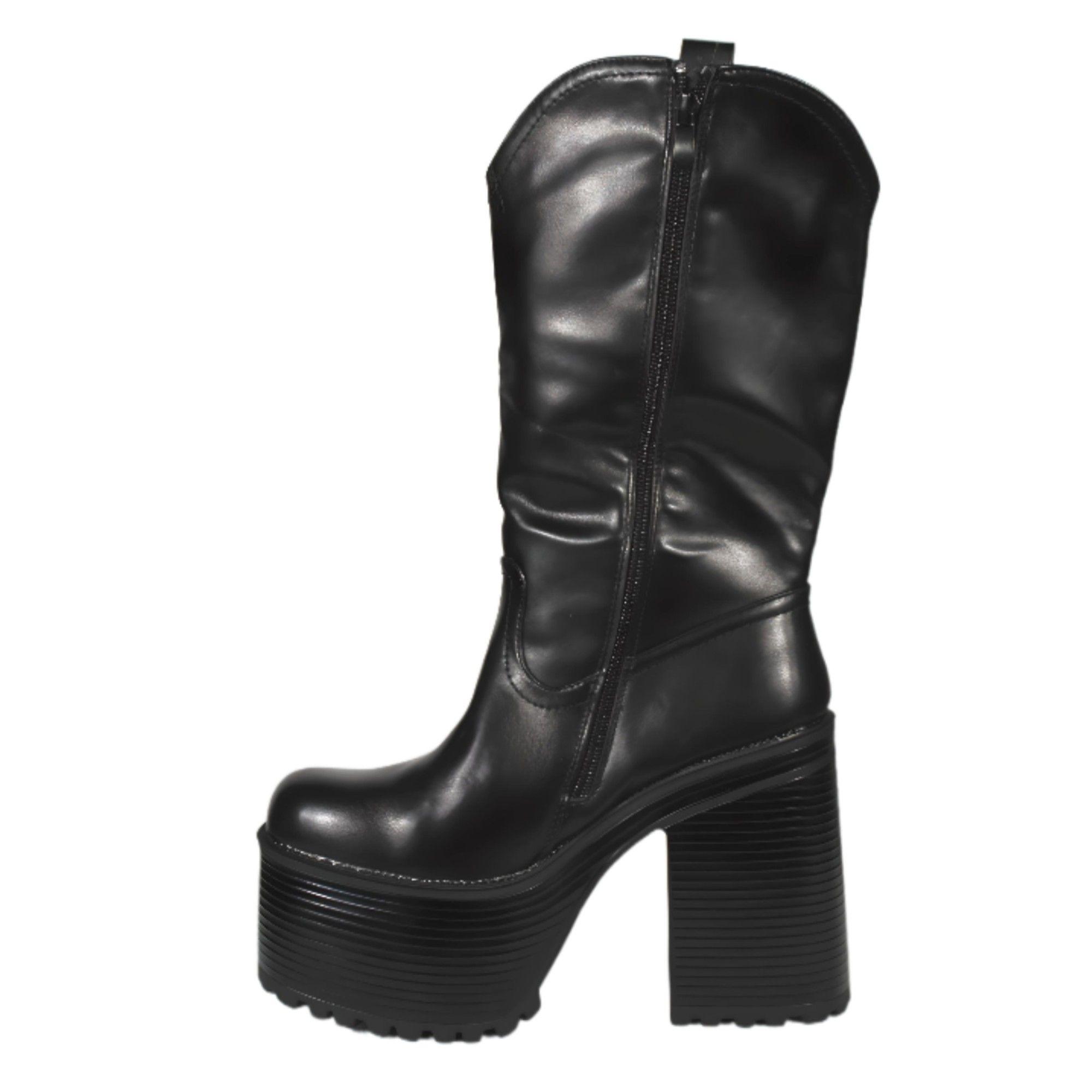 Bota Plataforma Ecocuero 95 Yassne Negro-3