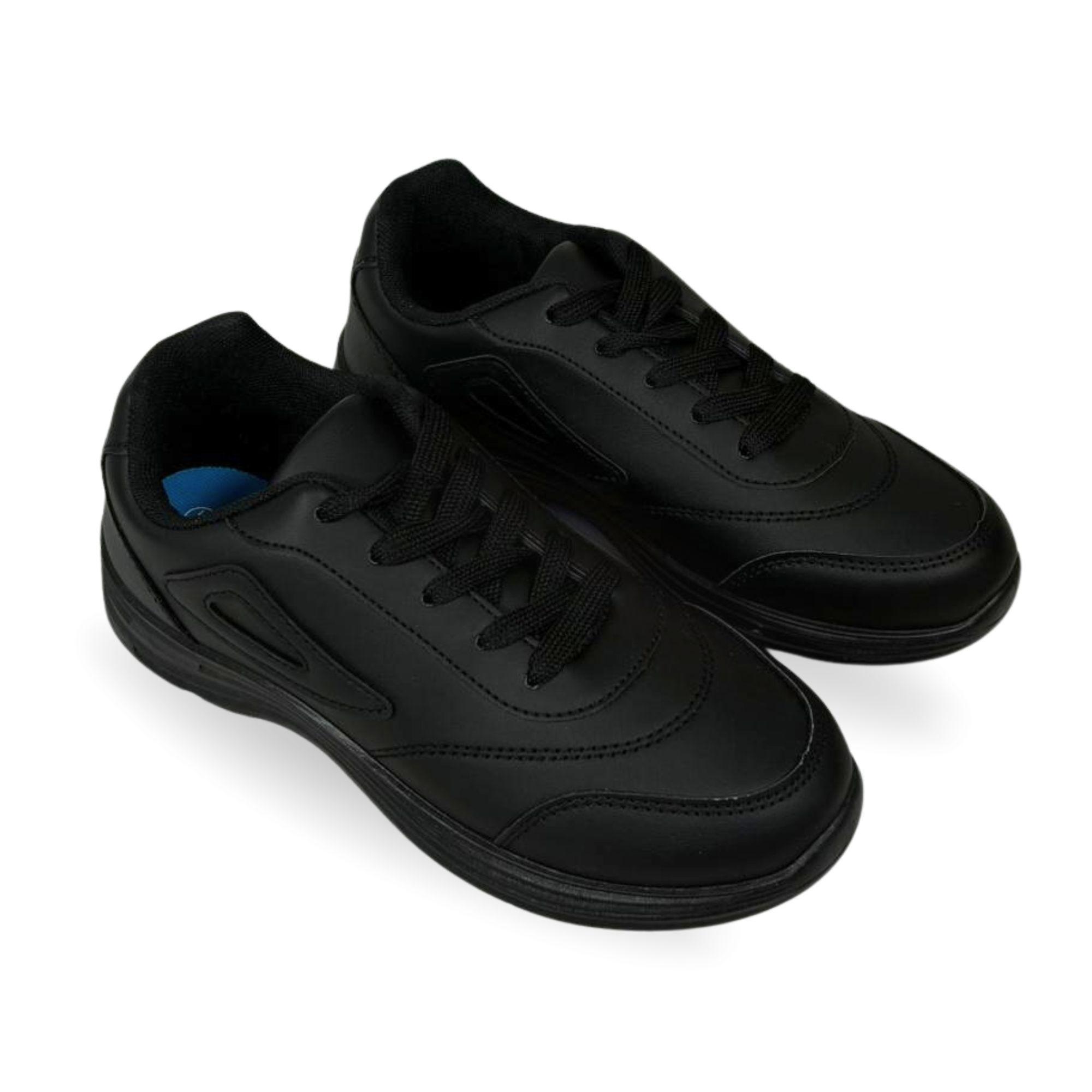 Zapatilla Escolar con cordón TH-002Black30/35 Negro-1