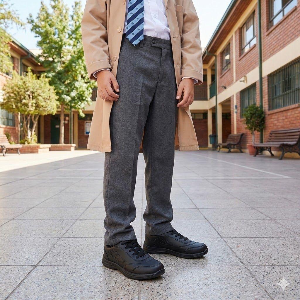 Zapatilla Escolar con cordón TH-002Black30/35 Negro-2