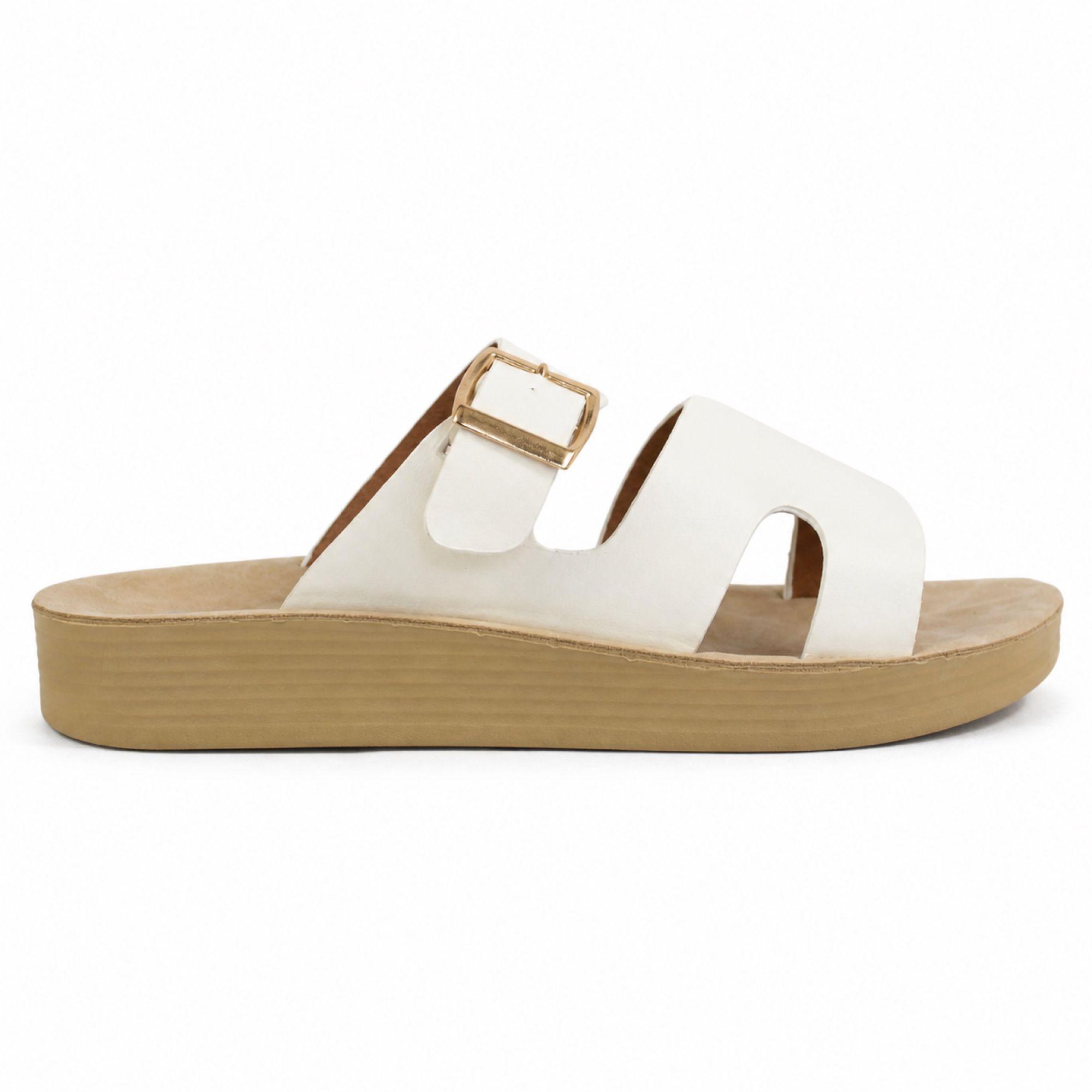 Sandalia Mujer Plataforma Baja Hebilla Dorada PG6037-0