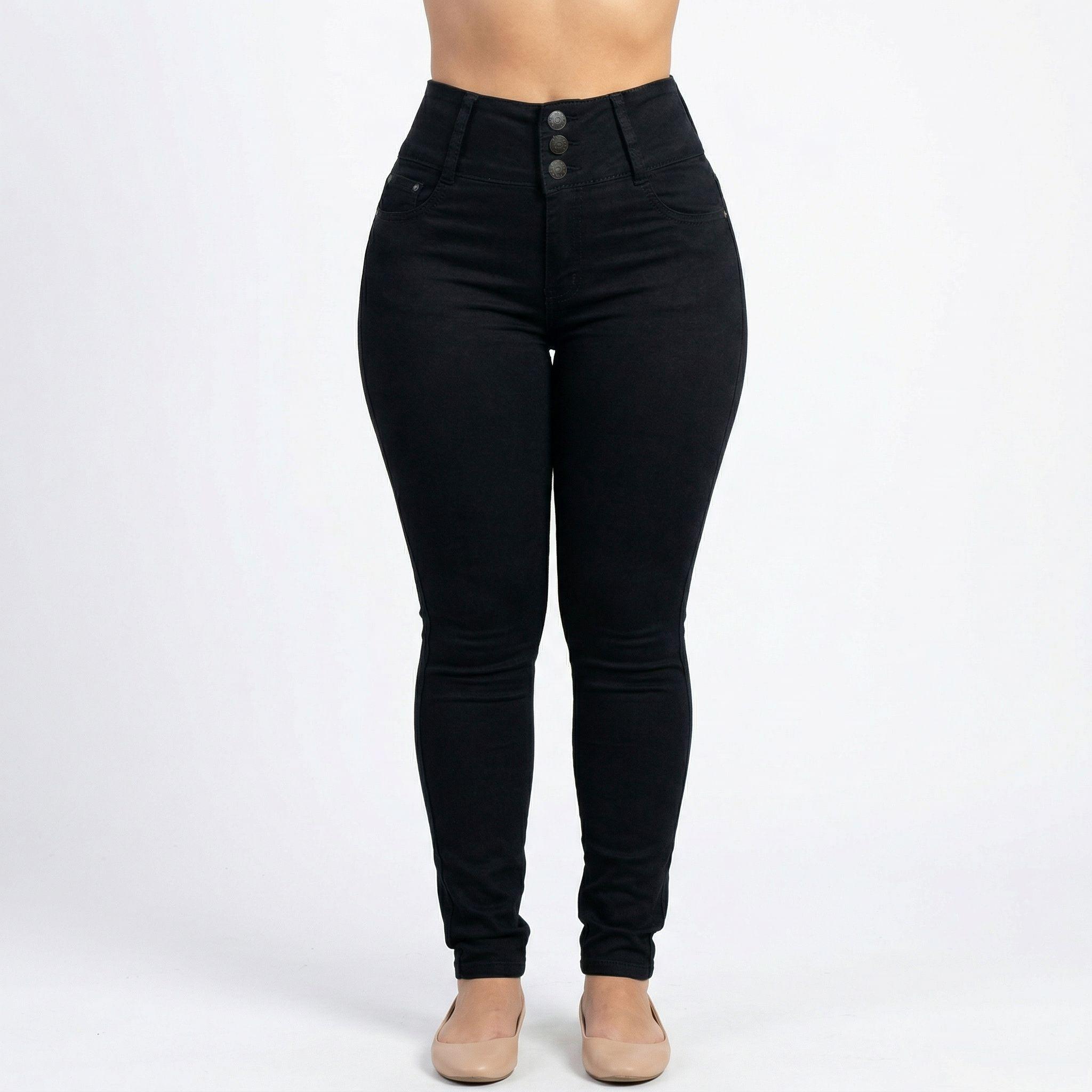 Jeans Skinny Negro Mujer Tiro Alto Pretina Alta-5