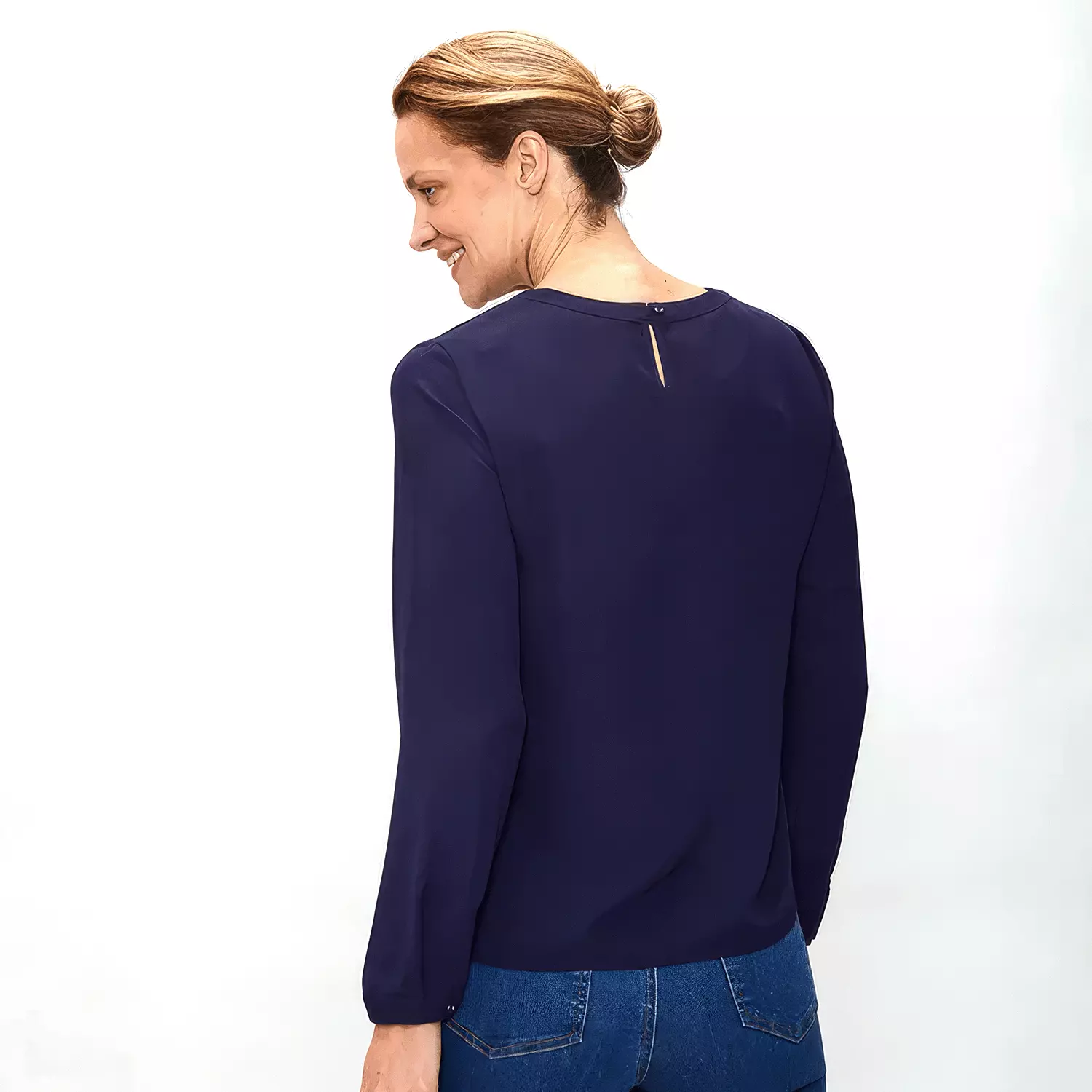 BLUSA LISA MUJER MA GRIFFE MANGA LARGA AZUL-2