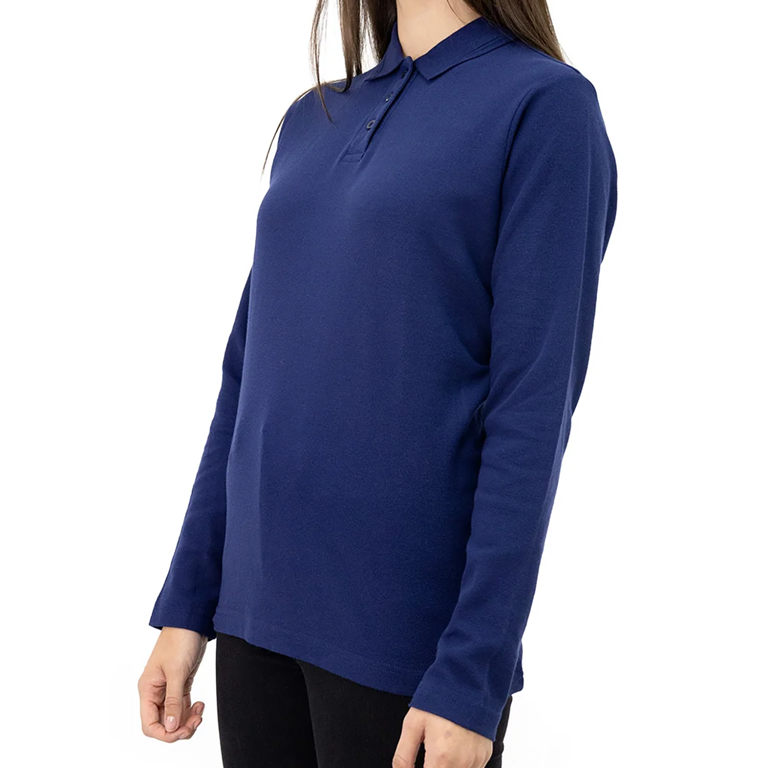 POLERA PIQUE QUEBEC MANGA LARGA MUJER AZUL-2