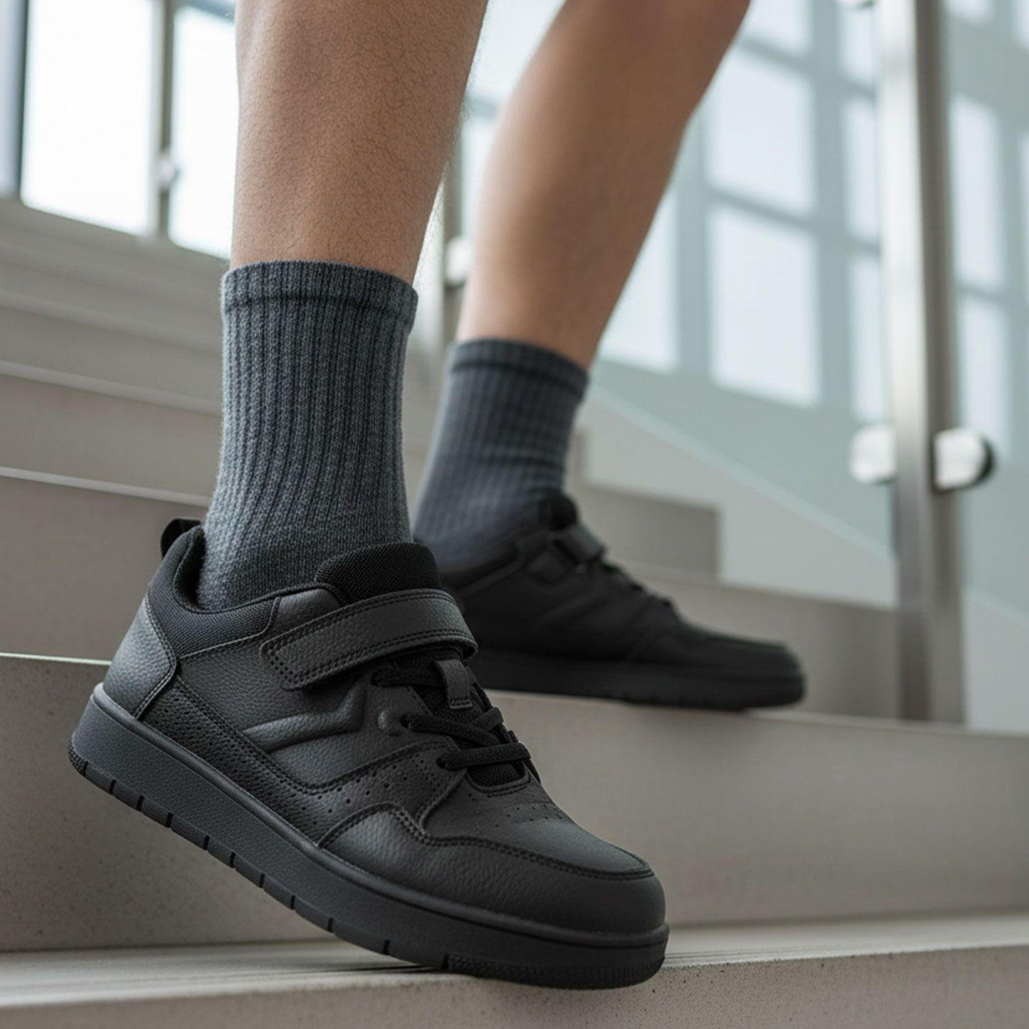 ZAPATILLA ESCOLAR NEGRA COLLOKY CON VELCRO EL STICO Y PLANTILLA DE MEMORY FOAM-3