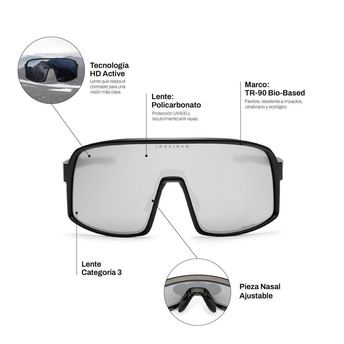 Sam Black Lente Espejado Plateado Anteojos Deportivos-3