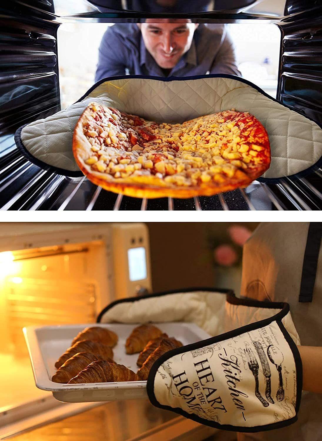 Guantes dobles de horno, toma olla,  guantes de cocina-2