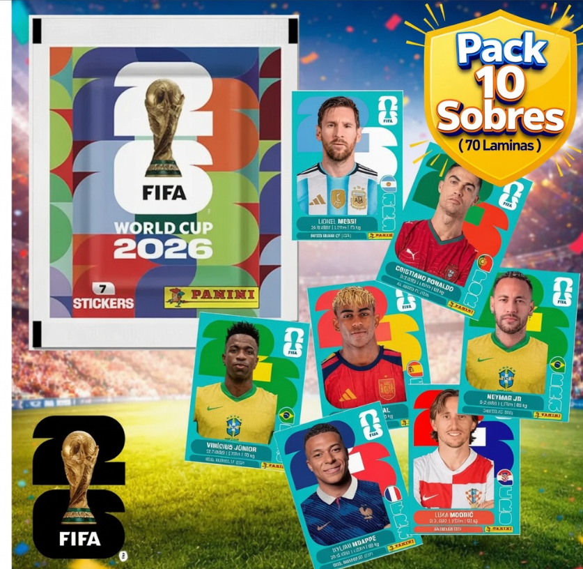 Pack 10 Sobres Fifa World Cup 2026 Panini 70 Laminas-0