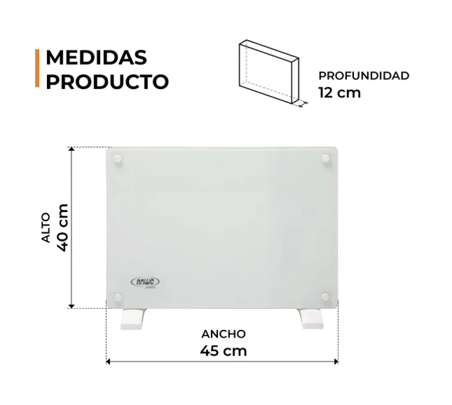 Panel El ctrico Vidrio Anwo Ndfl 1000v 1000w C wifi Blanco-6