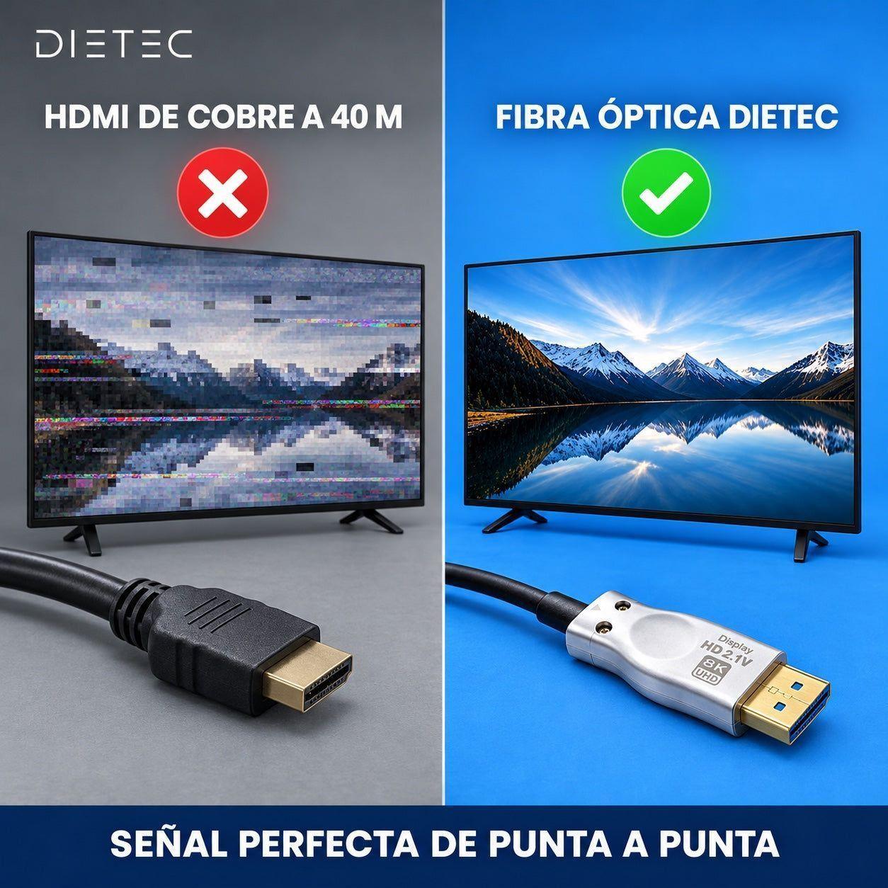 Cable HDMI 2.1 Fibra Óptica 40 Metros 8K 60Hz 4K 120Hz Dietec-6