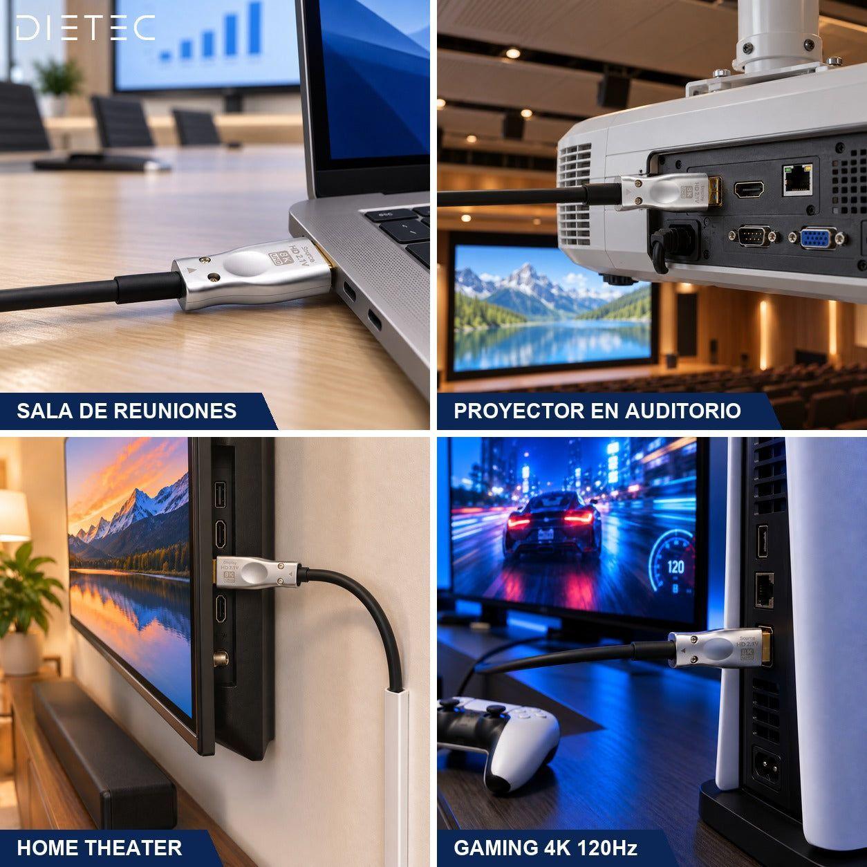 Cable HDMI 2.1 Fibra Óptica 40 Metros 8K 60Hz 4K 120Hz Dietec-7