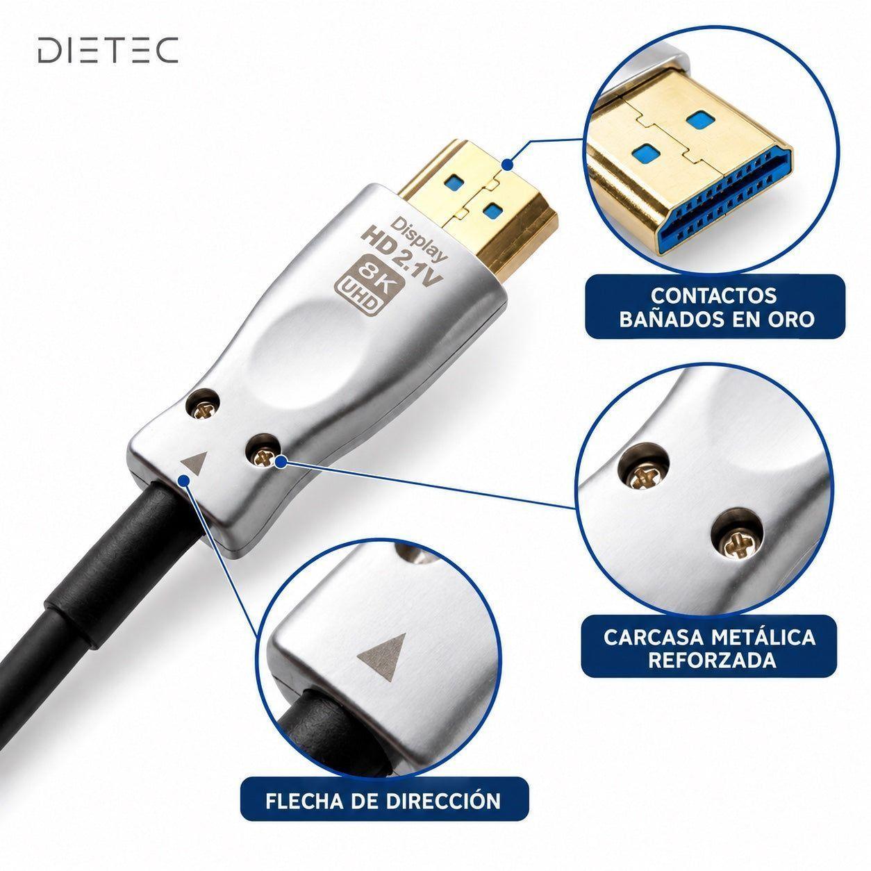 Cable HDMI 2.1 Fibra Óptica 40 Metros 8K 60Hz 4K 120Hz Dietec-9