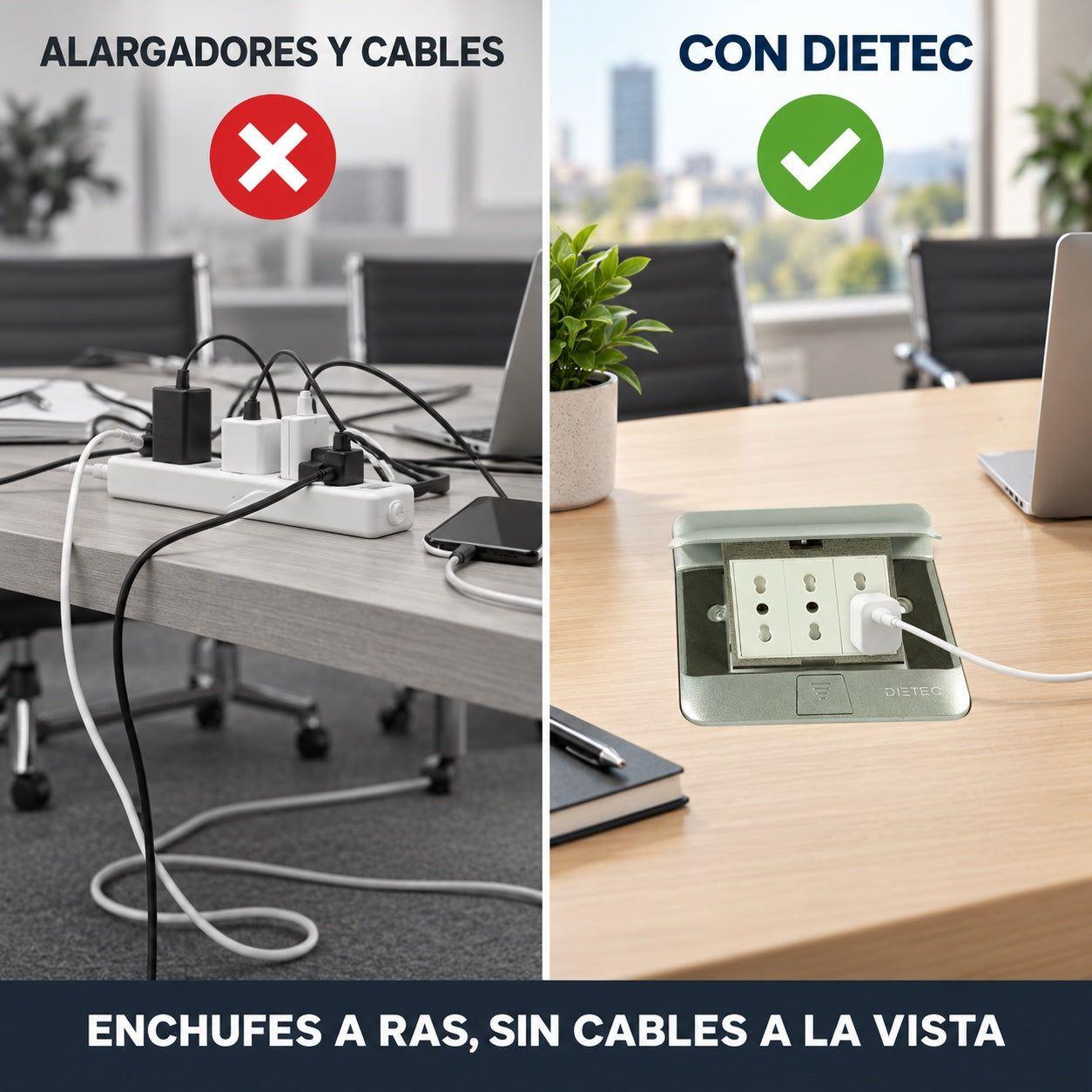 Caja Pop Up de Piso 3 Enchufes Chilenos 16A Metálica Dietec-6