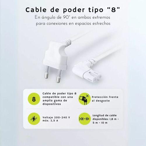 10cables De Poder Tv Blanco2m Premium Smarttv Corriente Tip8-2