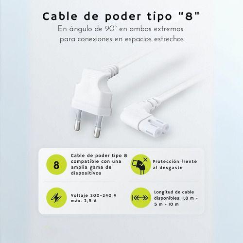 10cables De Poder Tv Blanco2m Premium Smarttv Corriente Tip8-2