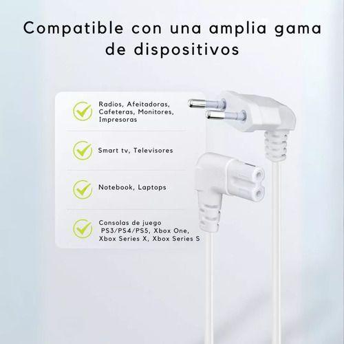 5cables De Poder Tv Blanco2m Premium Smarttv Corriente Tipo8-1