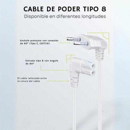 3cables De Poder Tv Blanco2m Premium Smarttv Corriente Tipo8-3