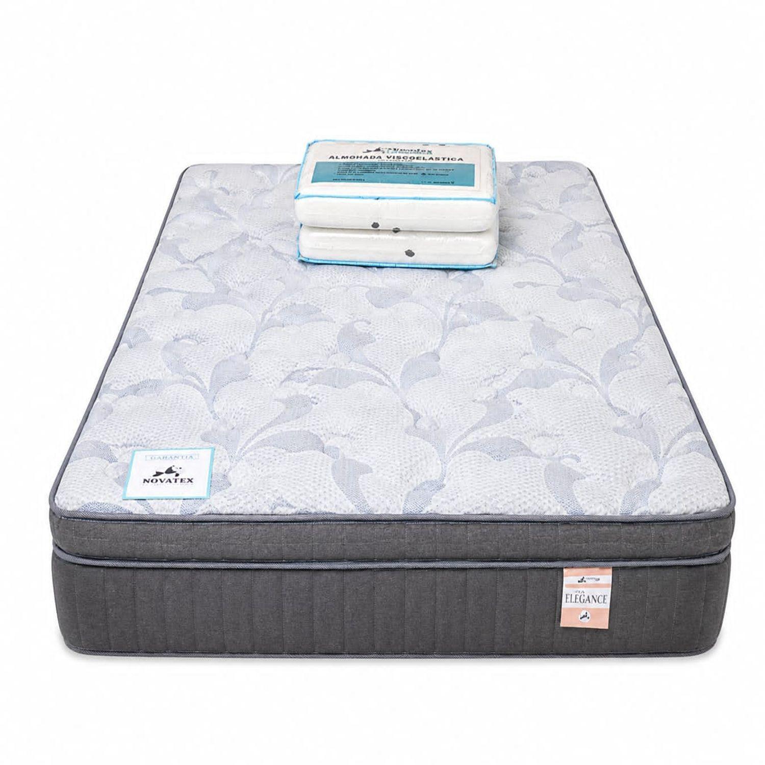 Colchon Nova Elegance 2 0 Plazas Box con Pack Almohada Viscoelastica 60x40x12-0