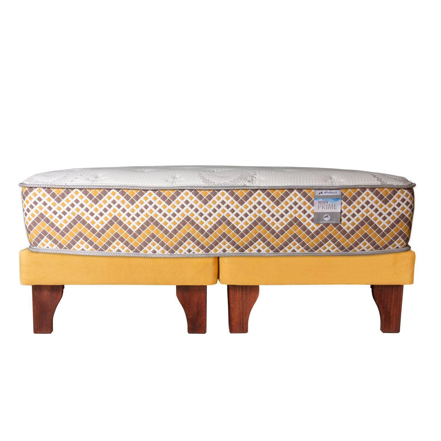 Cama Europea Nova Prime Etnico Dual Mostaza King Box-0