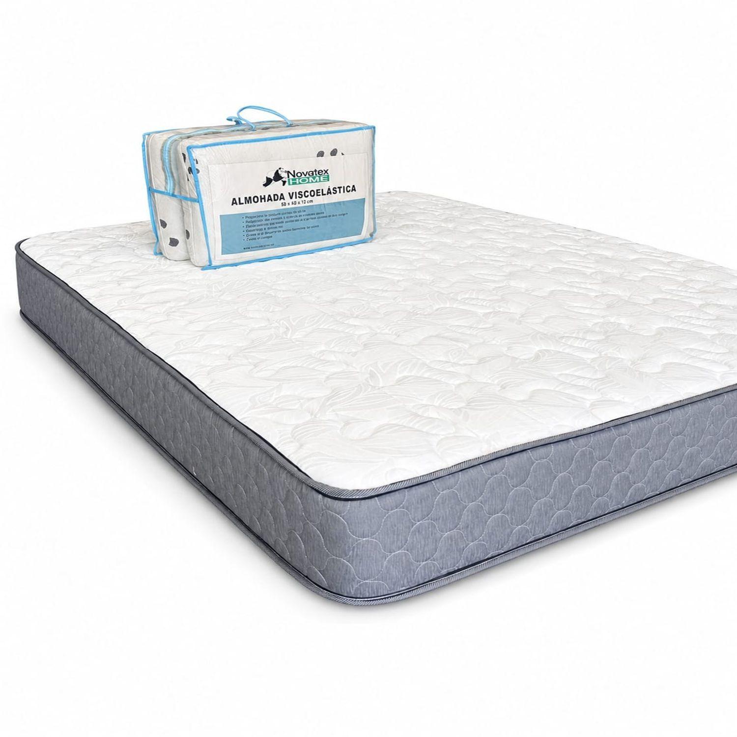 Colchon Nova Dual 2 0 Plazas con Pack Almohada Viscoelastica 60x40x12-1