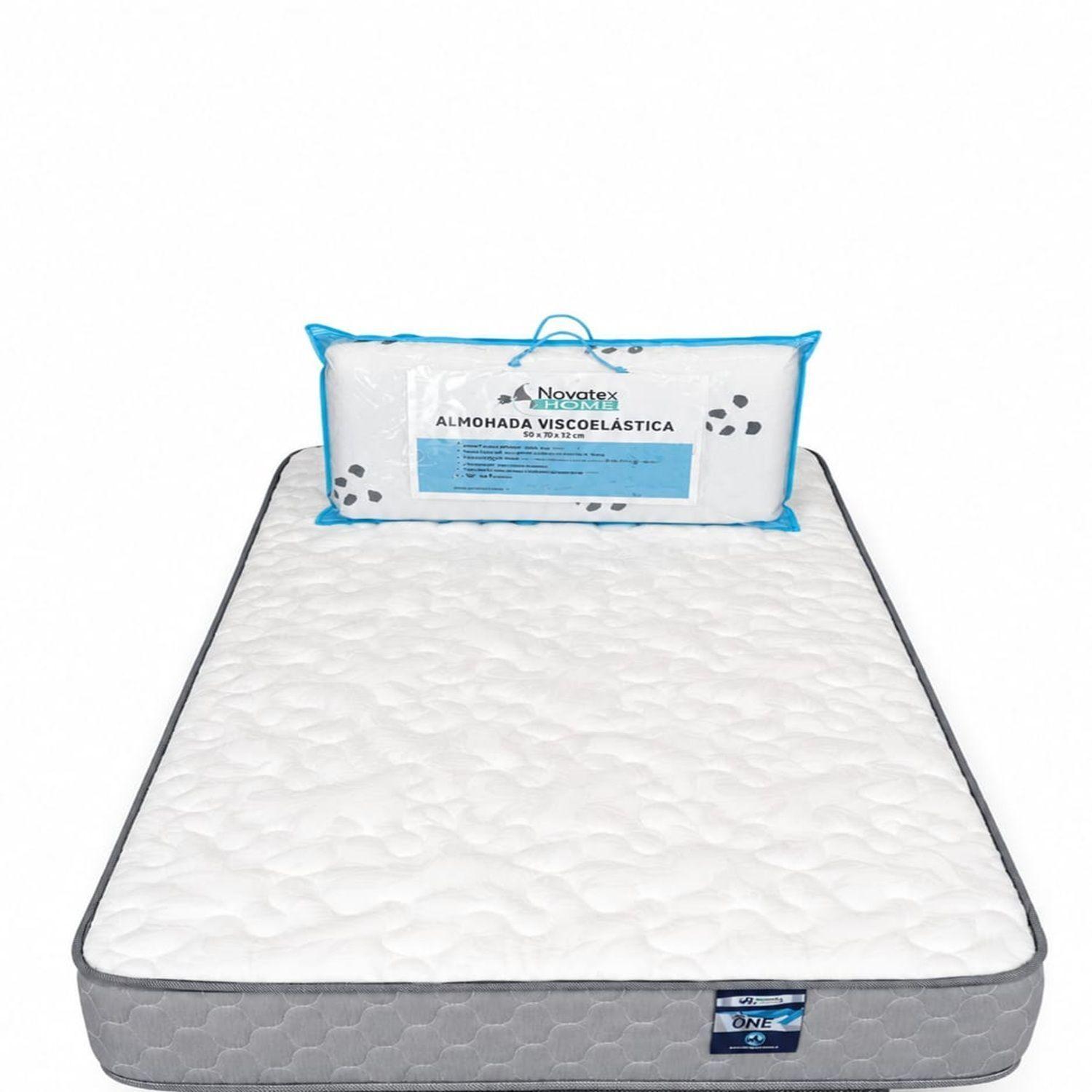 Colchon Nova One 1 5 plazas con Almohada Viscoelastica Panda 80x40x12-0