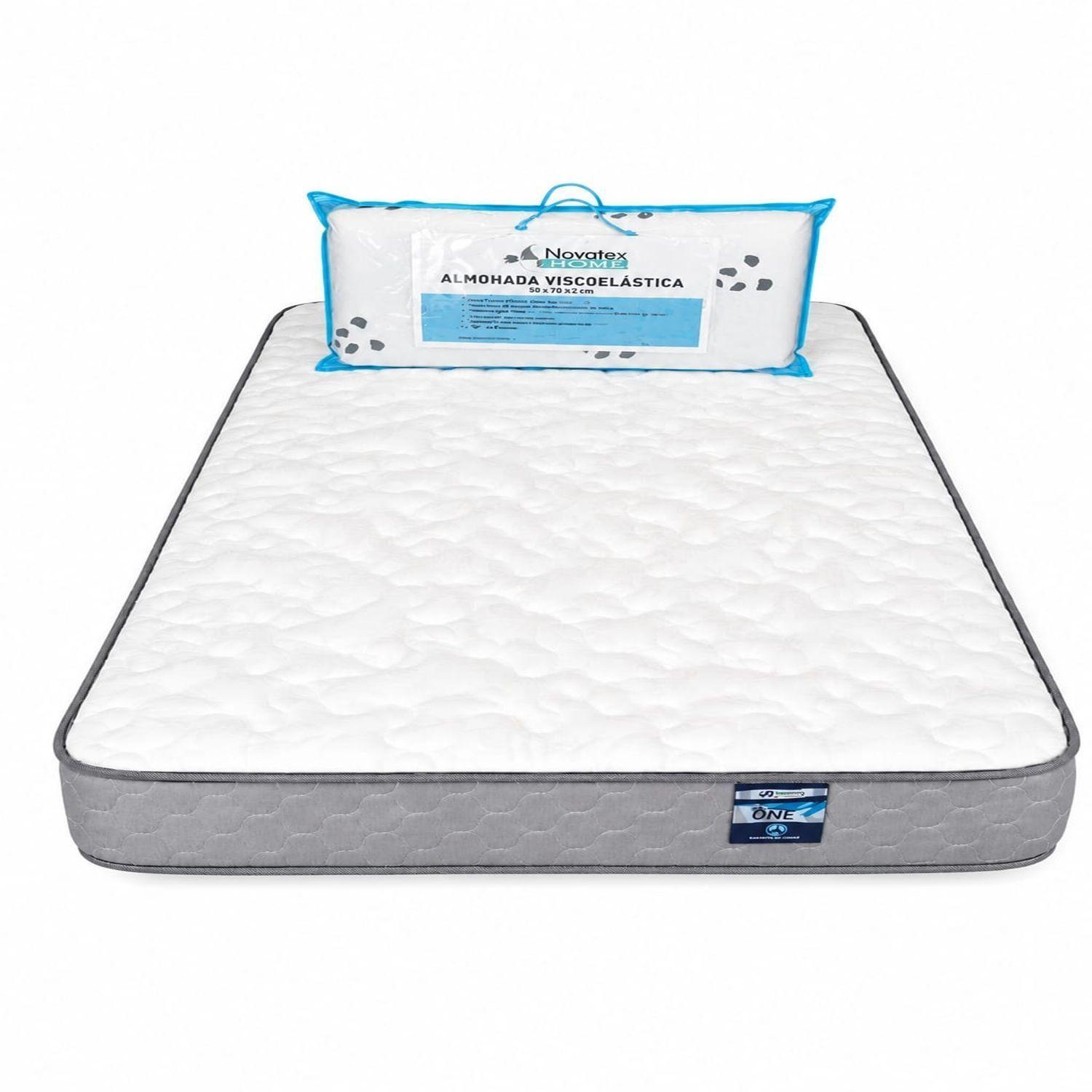 Colchon Nova One 1 5 plazas con Almohada Viscoelastica Panda 80x40x12-1