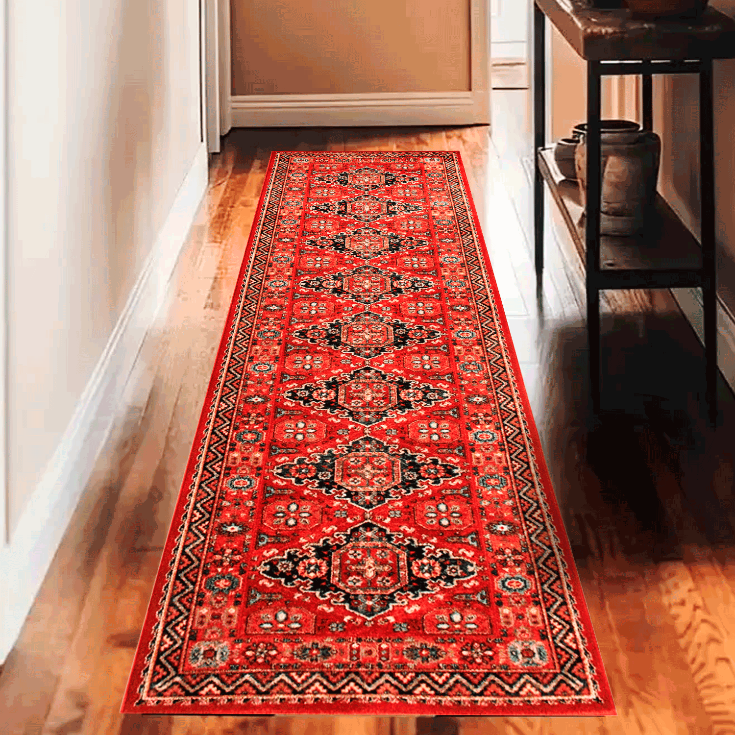 Alfombra pasillo BAZHARS Kirman 43 08 300 80x240 cm Burdeo-1
