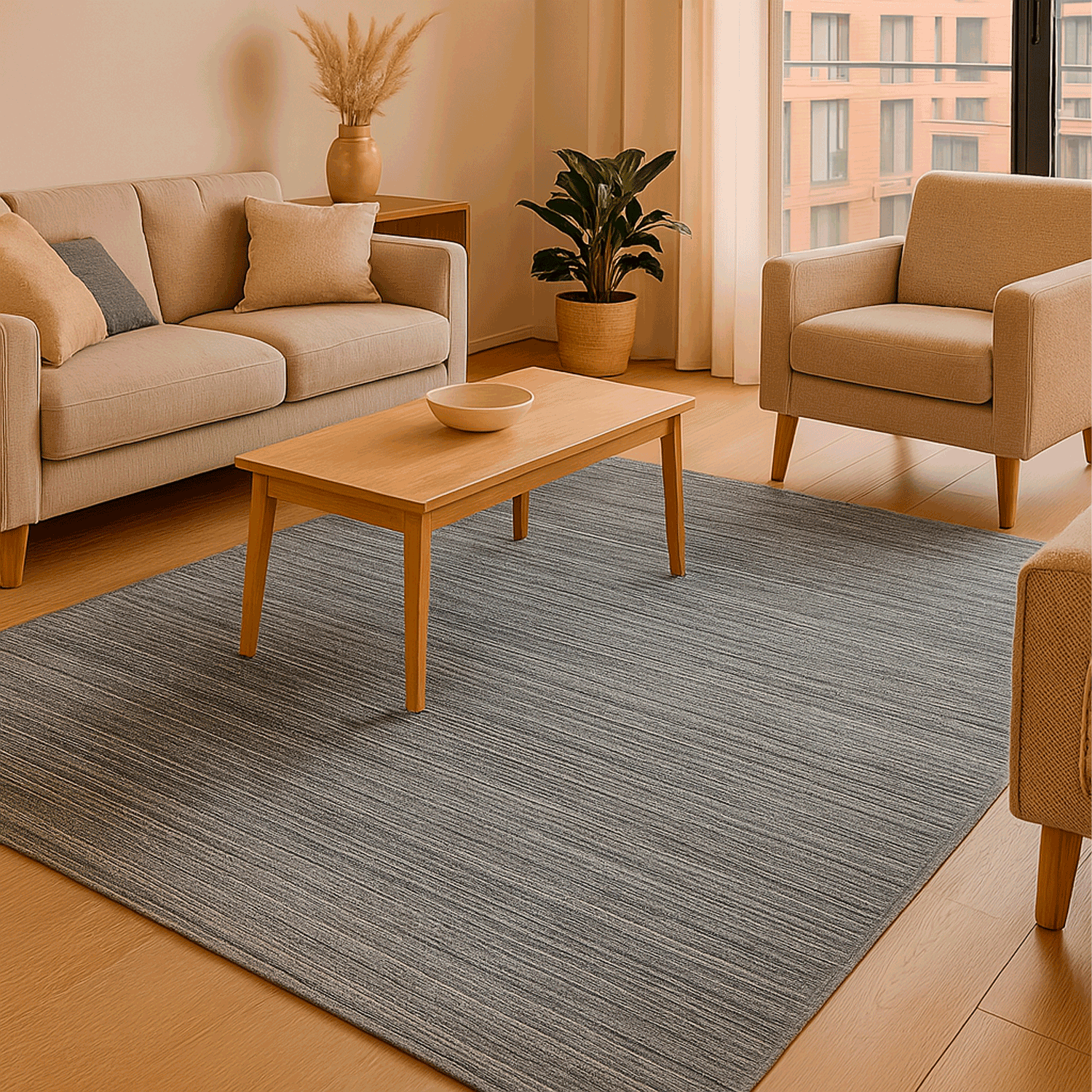 Alfombra pasillo BAZHARS Natural Rug Cut 2069 Grey 70x300 cm Gris-4