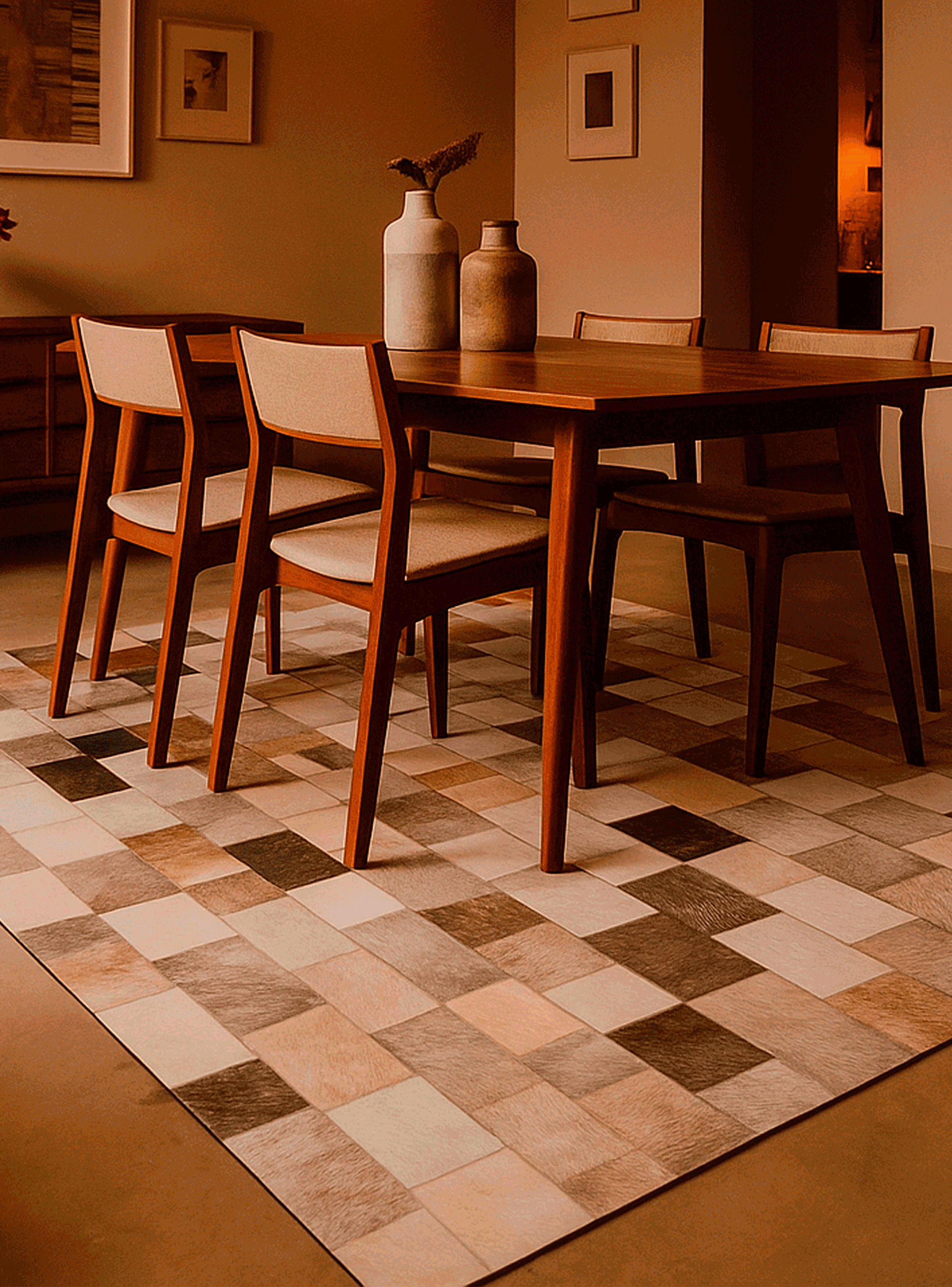 Alfombra BAZHARS  Patchwork Cuero Nir 506  190x290 cm Café-2