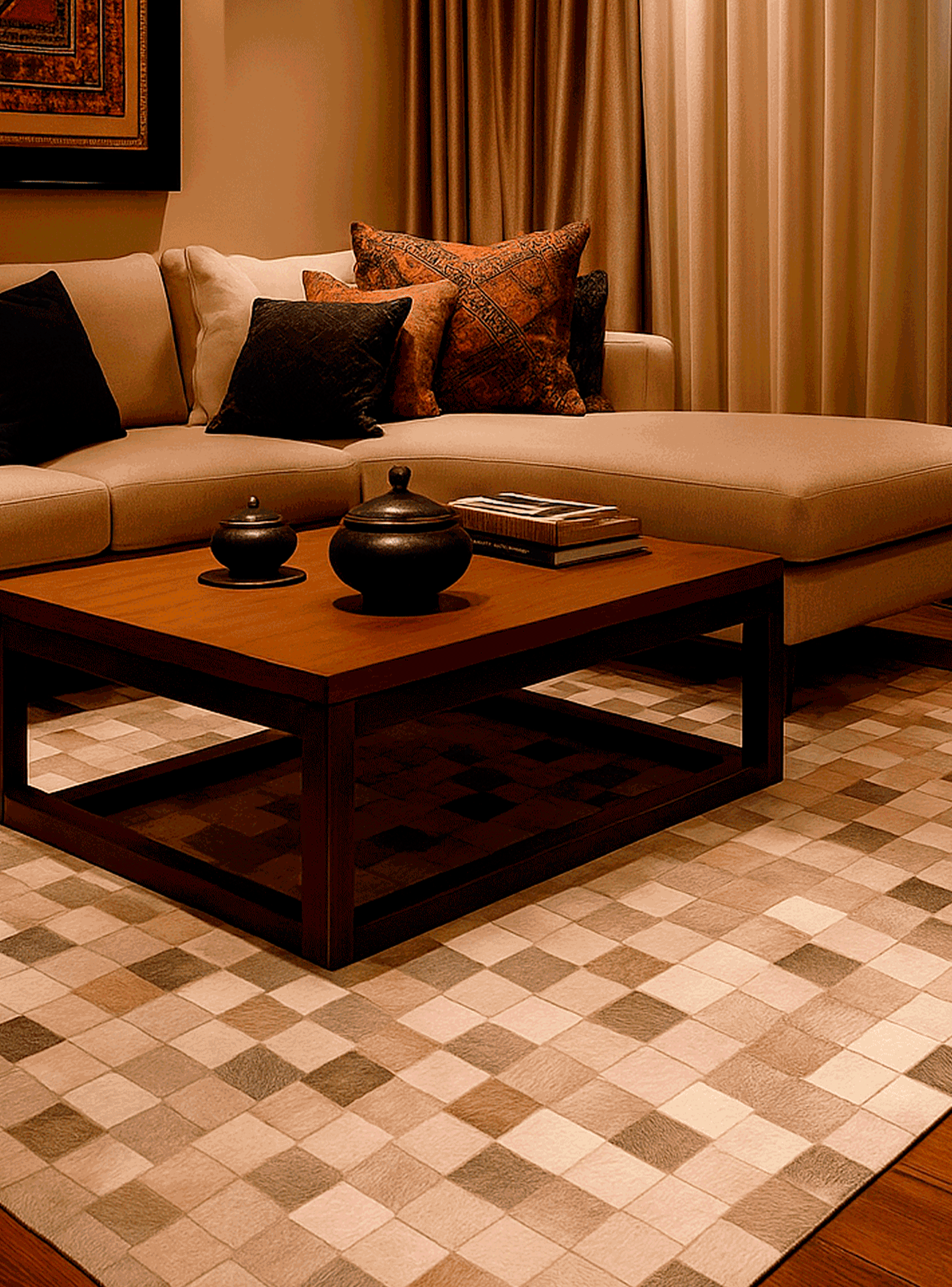 Alfombra BAZHARS  Patchwork Cuero Nir 506  190x290 cm Café-4