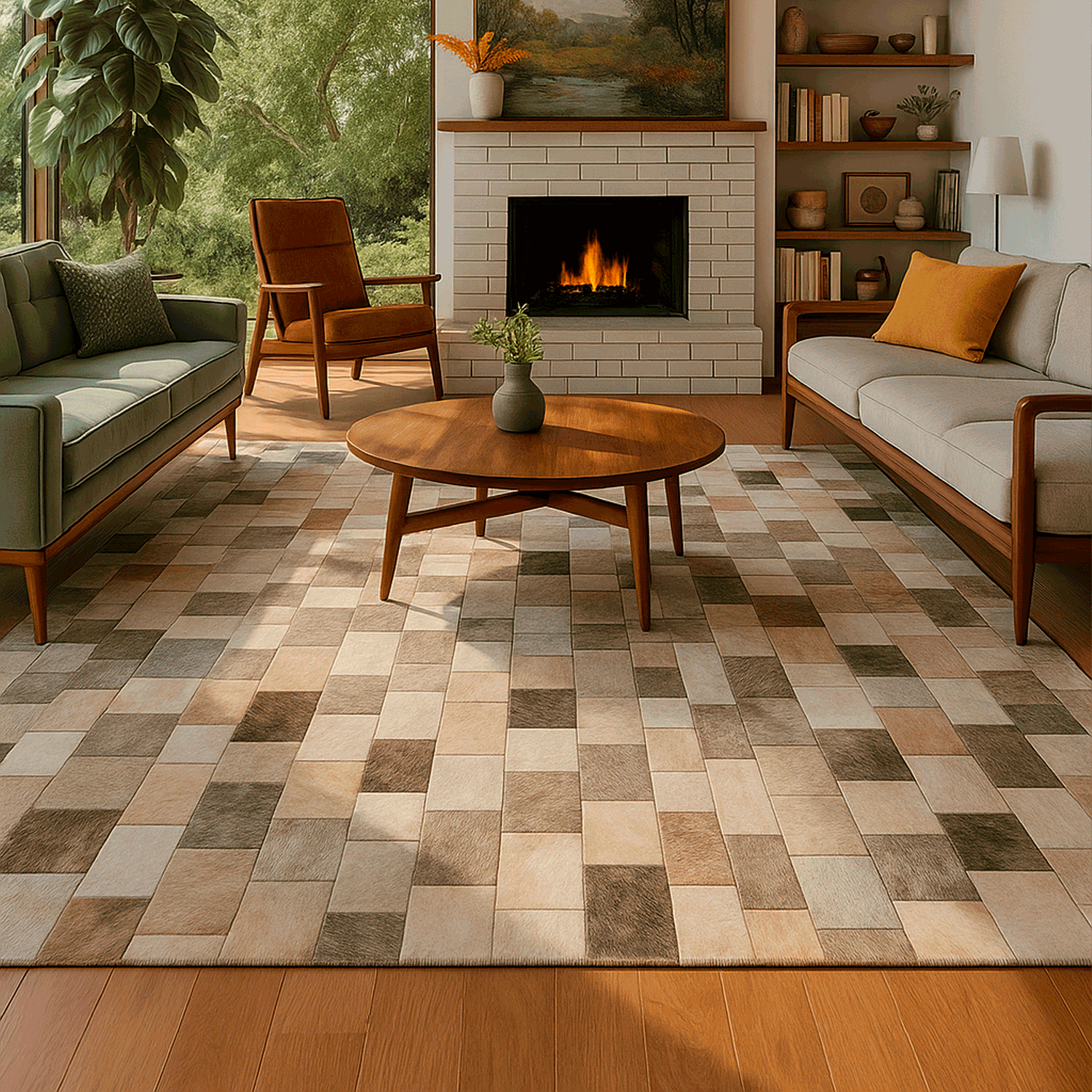 Alfombra BAZHARS  Patchwork Cuero Nir 506  190x290 cm Café-8