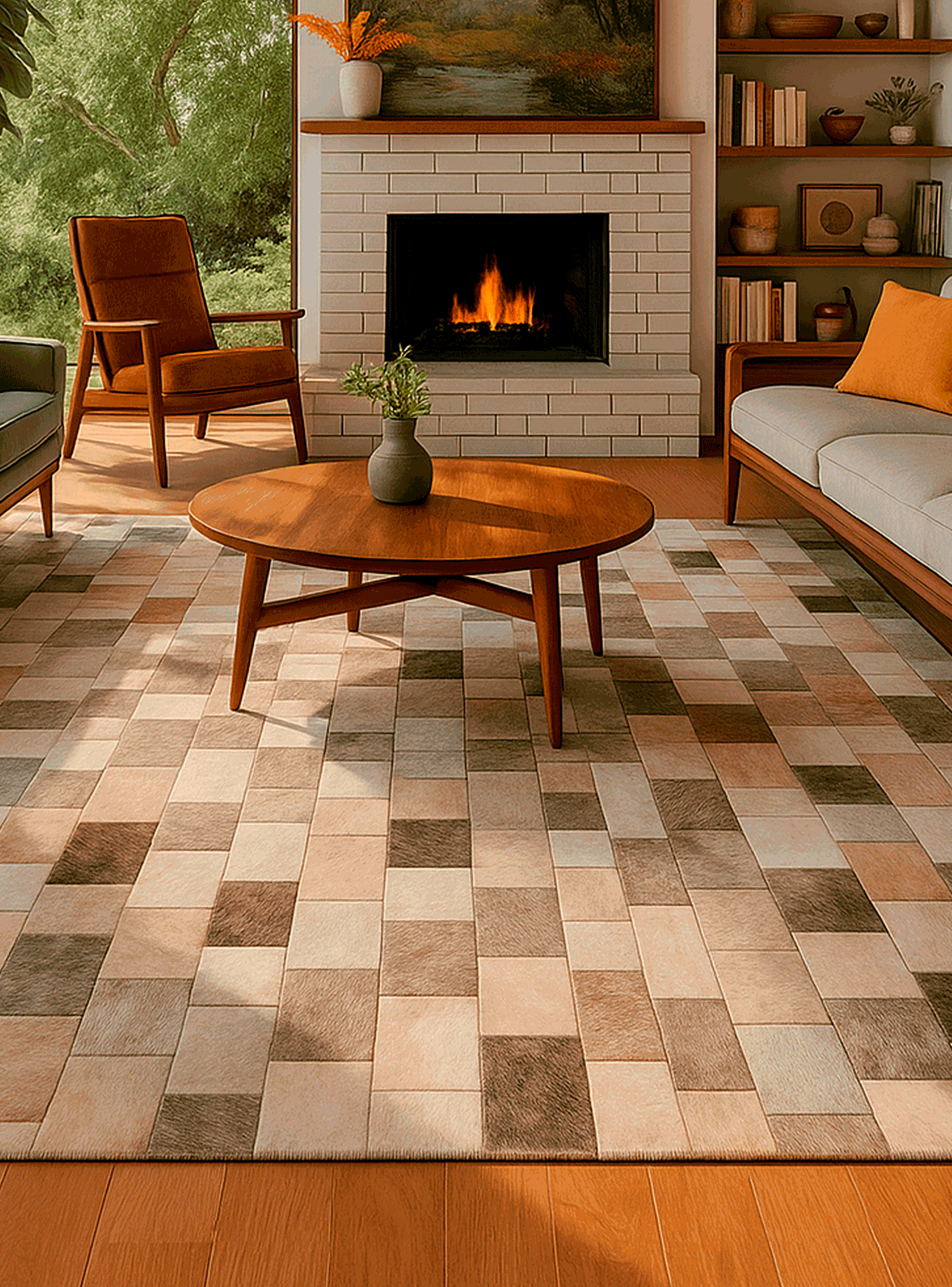 Alfombra BAZHARS  Patchwork Cuero Nir 506  190x290 cm Café-5