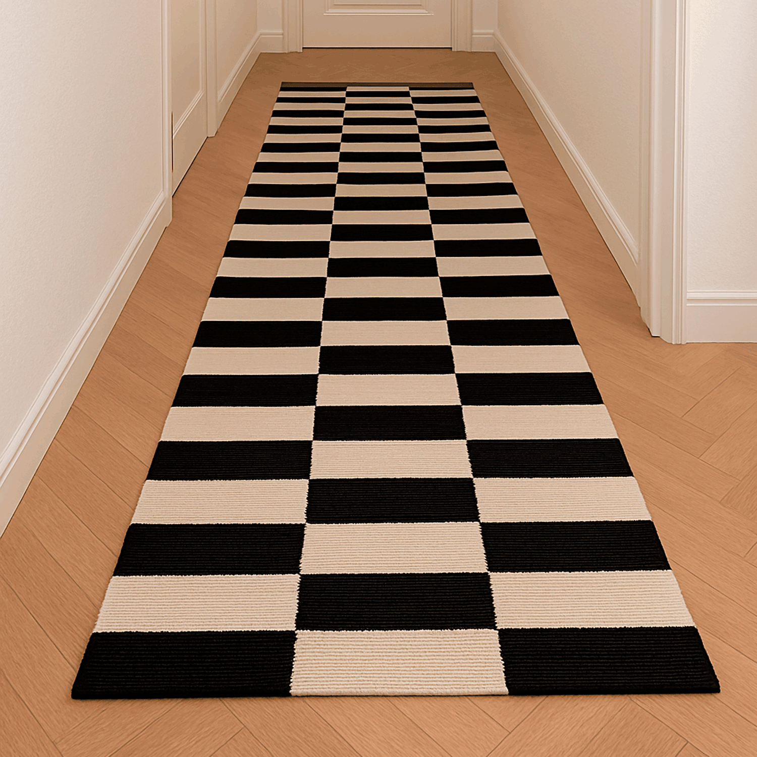 Alfombra pasillo BAZHARS  Kelim Galle Op Art NatW 70x240 cm Beige-5