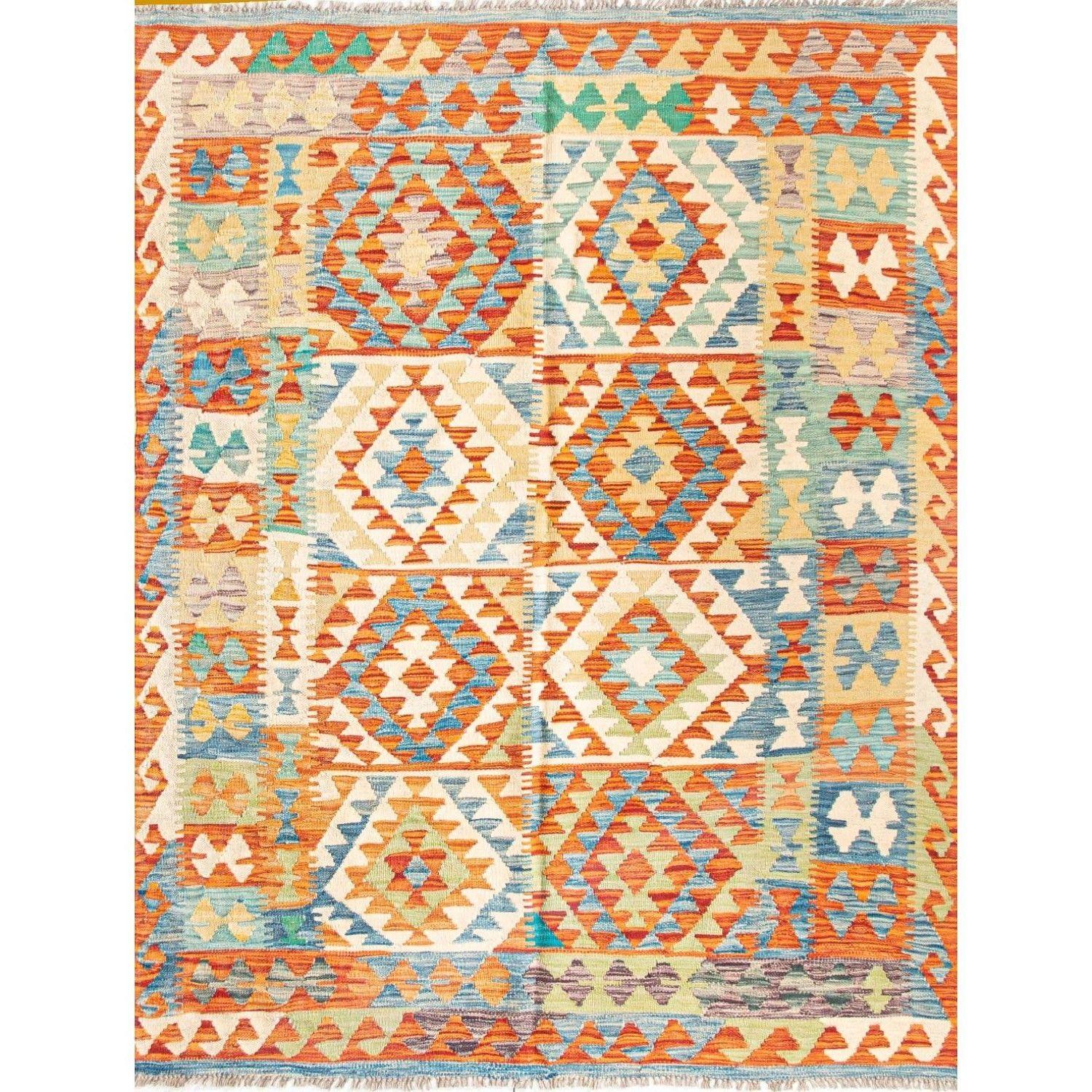 Alfombra Artesanal Bazhars Kelim Vegi 191x151 cm-0