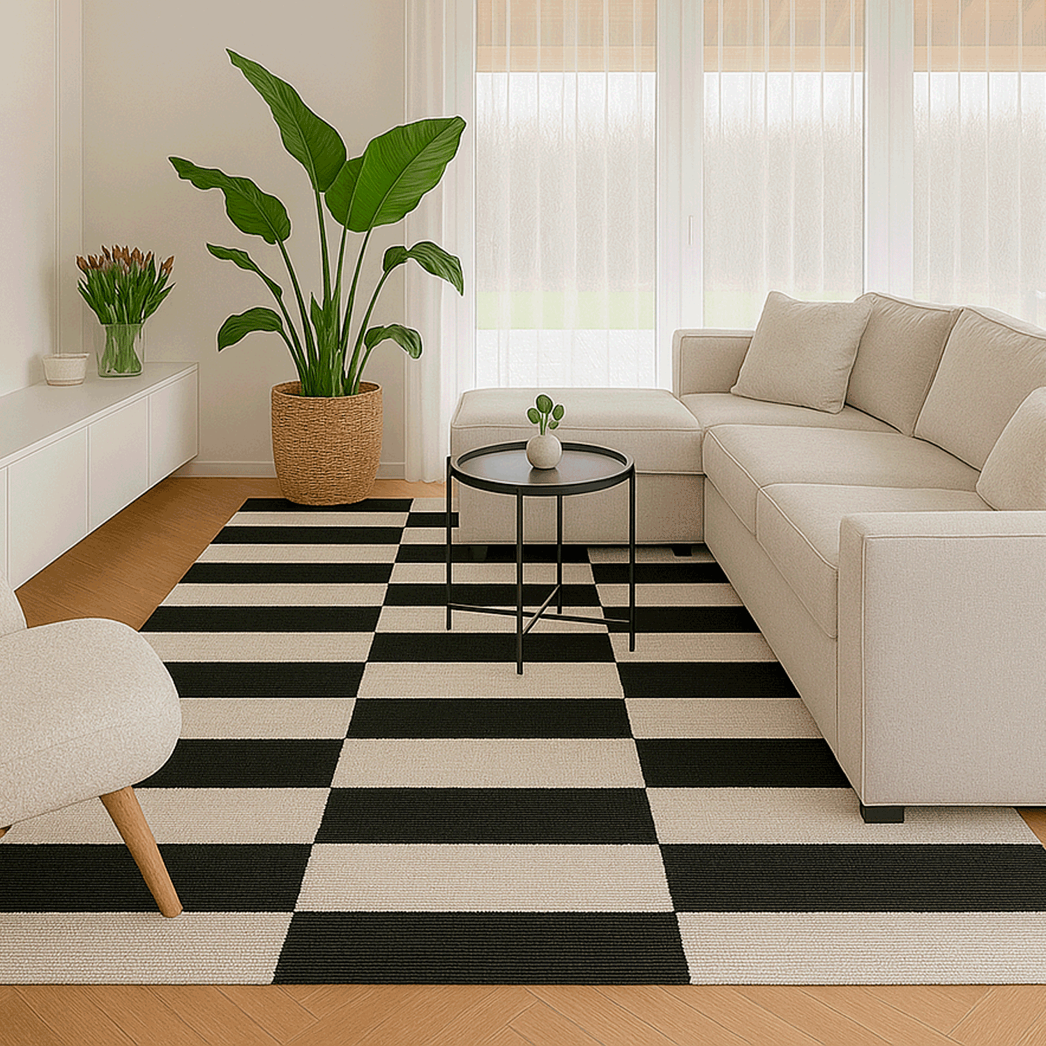 Alfombra BAZHARS  Kelim Galle Op Art NatW  200x300 cm Beige-5