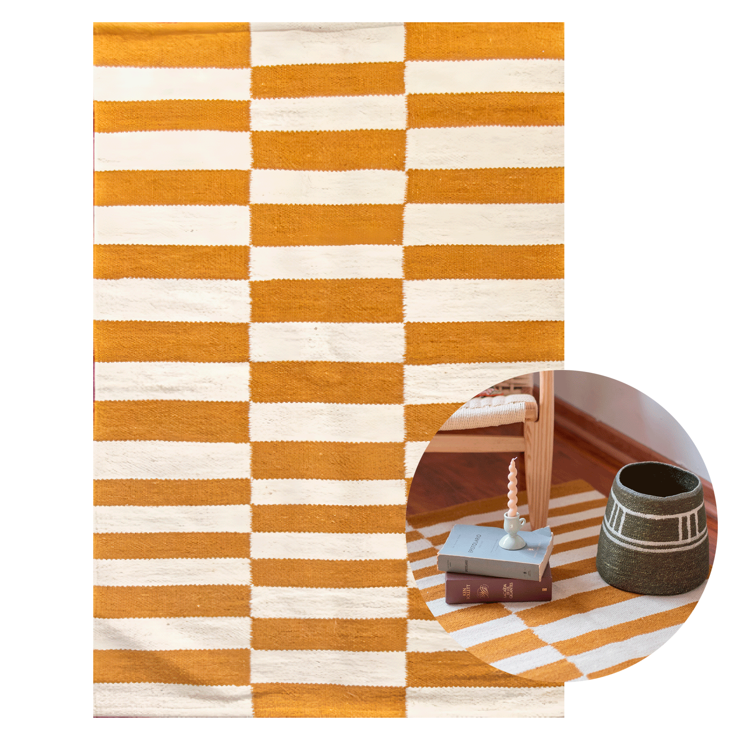 Bajada Cama BAZHARS  Kelim Galle Op Art Nmust 080x120 cm Mostaza-0