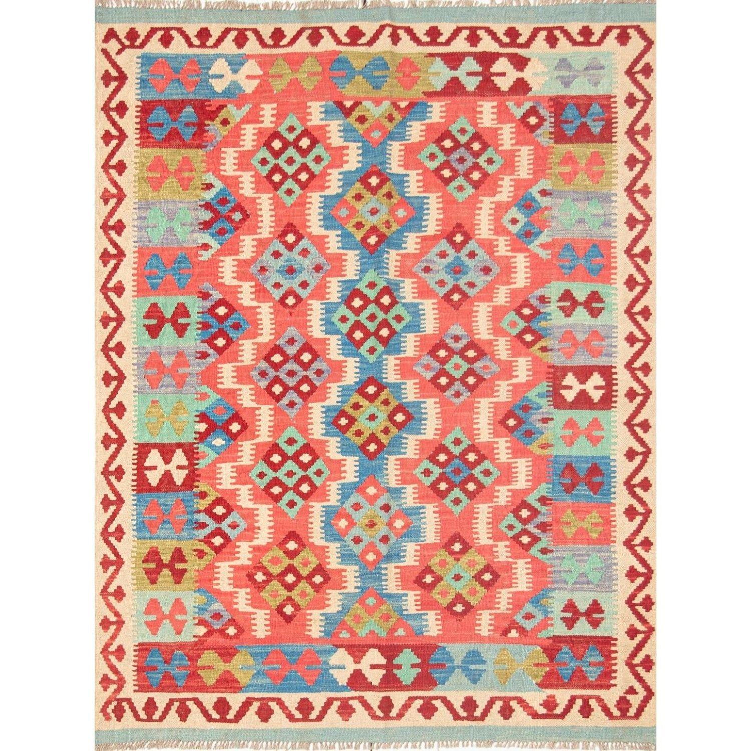 Alfombra Artesanal Bazhars Kelim Vegi 189x148 cms-0