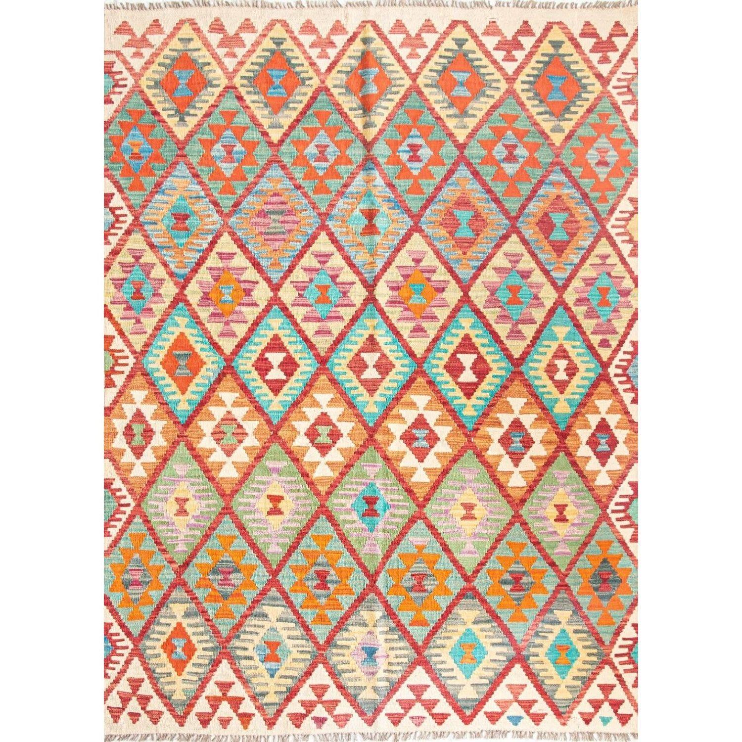 Alfombra Artesanal Bazhars Kelim Vegi 204x150 cm-0