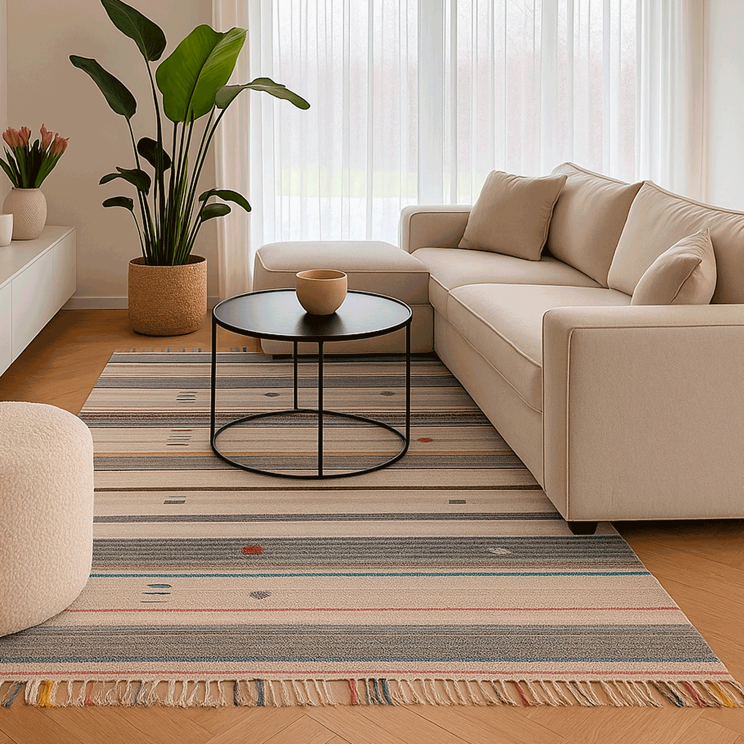 Alfombra BAZHARS Kelim Waz Etnic 3 140x200 cm Gris-2
