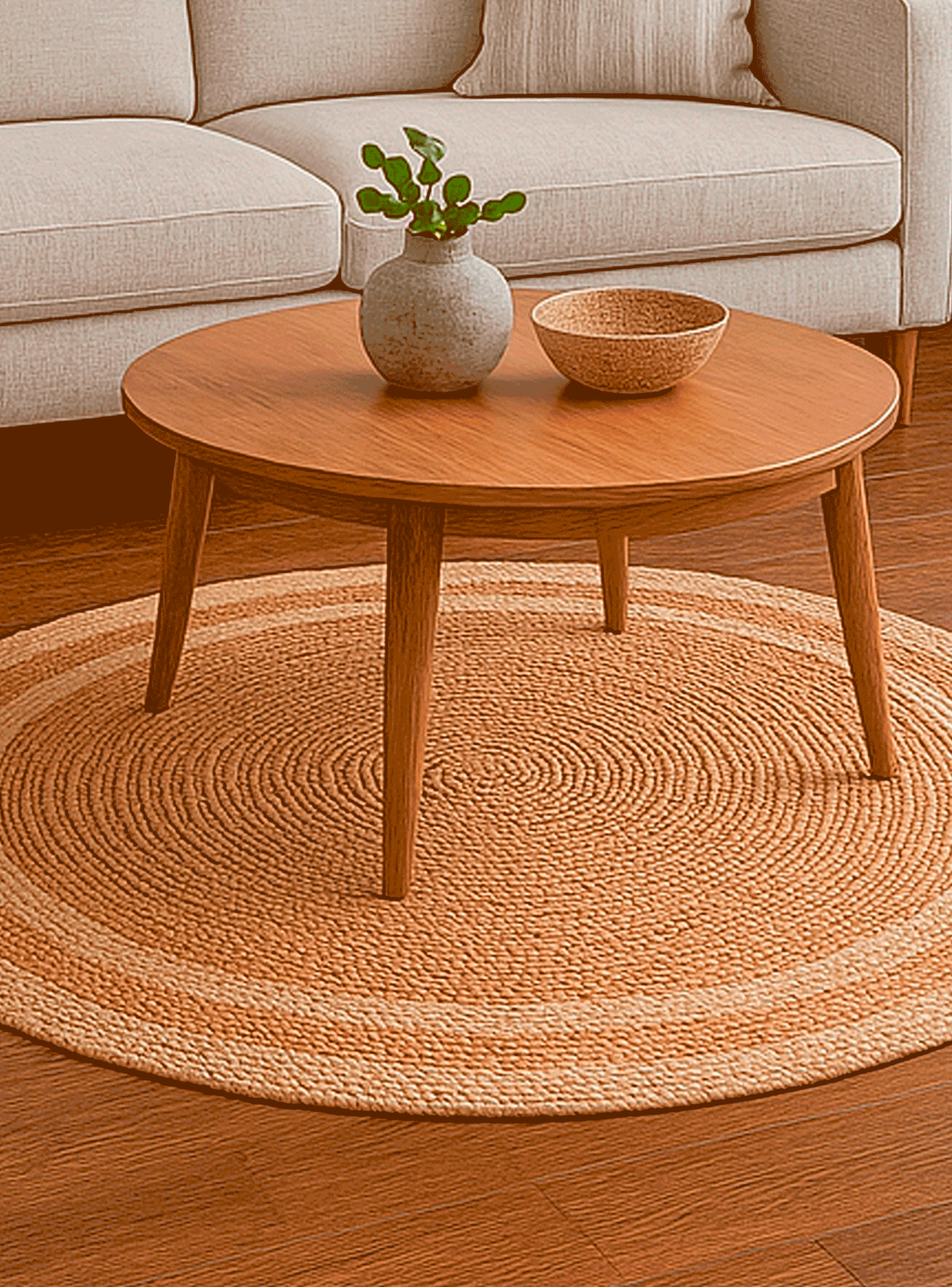 Alfombra Redonda Yute 200 cm Nav BK 135 Bazhars-1