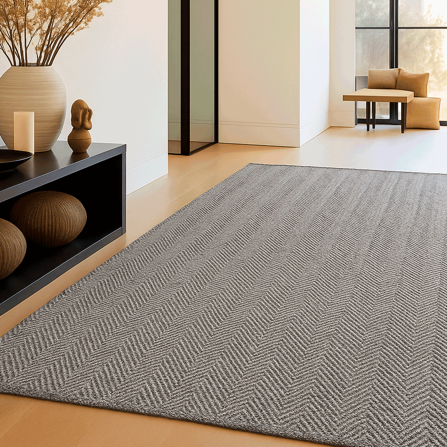 Alfombra BAZHARS PET Reciclado Arlo Icy Charcoal 80x120 cm Beige-5
