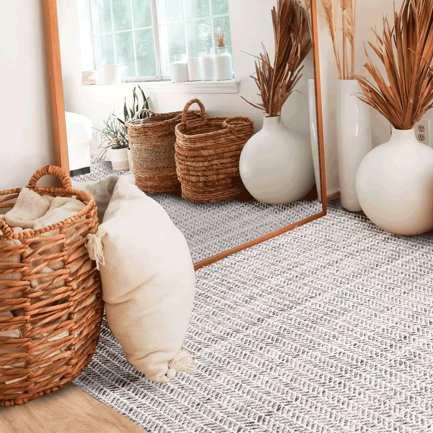 Alfombra BAZHARS PET Reciclado Arlo Icy Charcoal 80x120 cm Beige-9