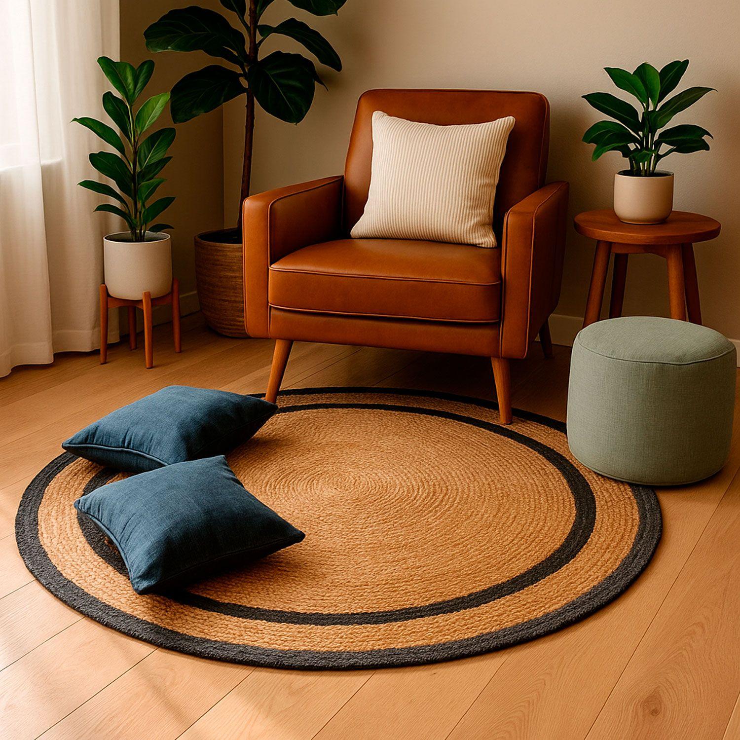 Alfombra redonda BAZHARS  Jute Nav BK 735 Rnd 200x200 cm Beige-6