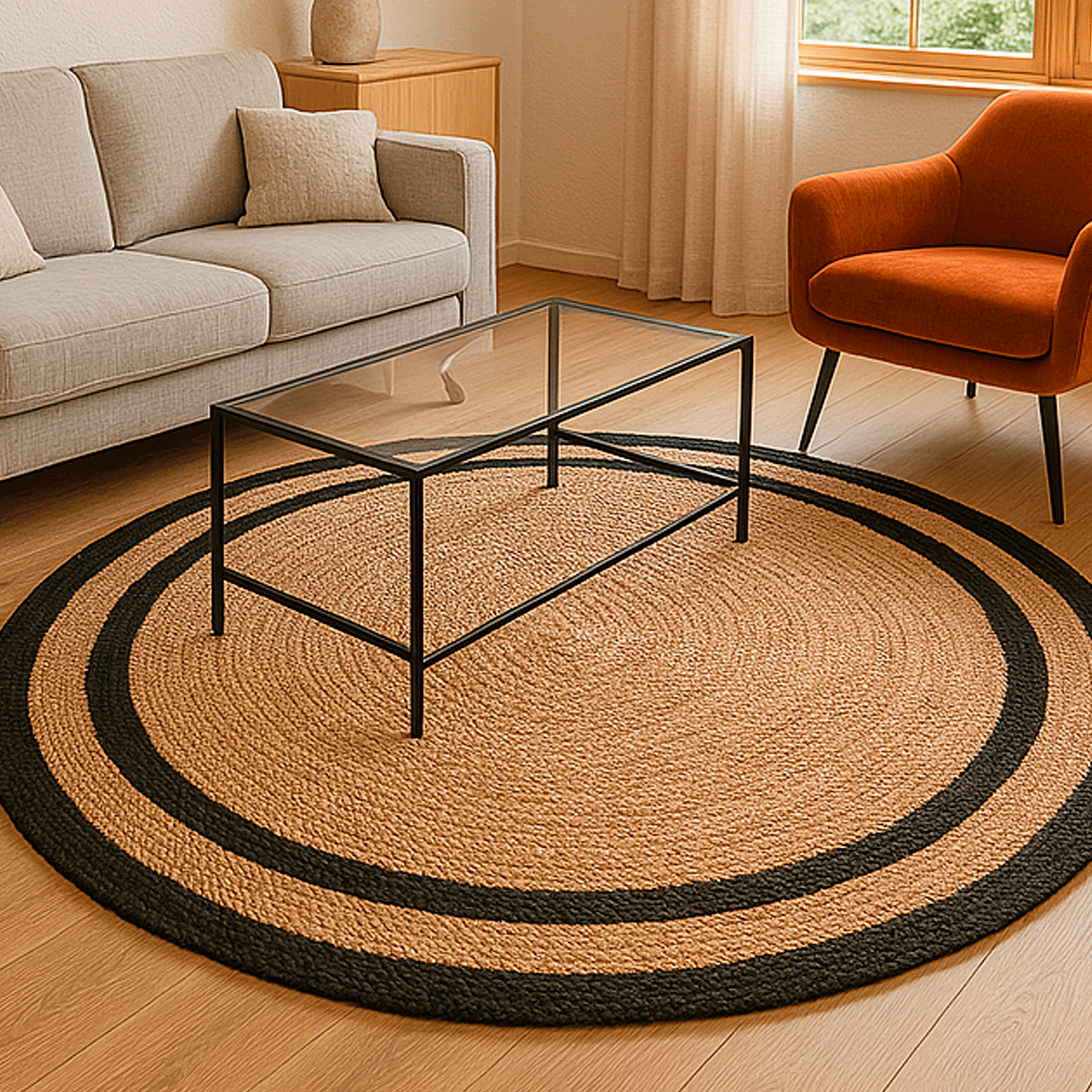 Alfombra redonda BAZHARS  Jute Nav BK 735 Rnd 200x200 cm Beige-9