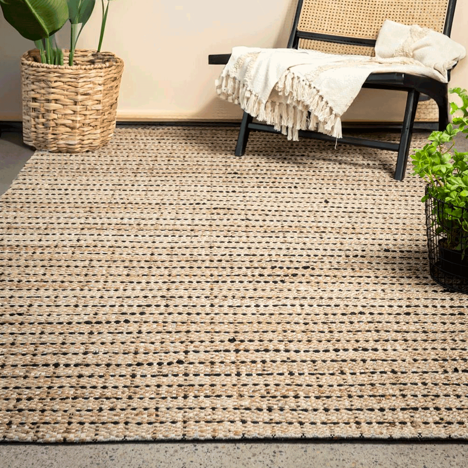 Alfombra BAZHARS  Jute Nir GCoast Natural Negro 140x200 cm Multicolor-1