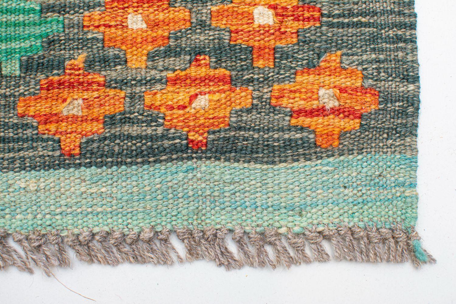 Alfombra Artesanal Bazhars Kelim Vegi 196x153 cm-4